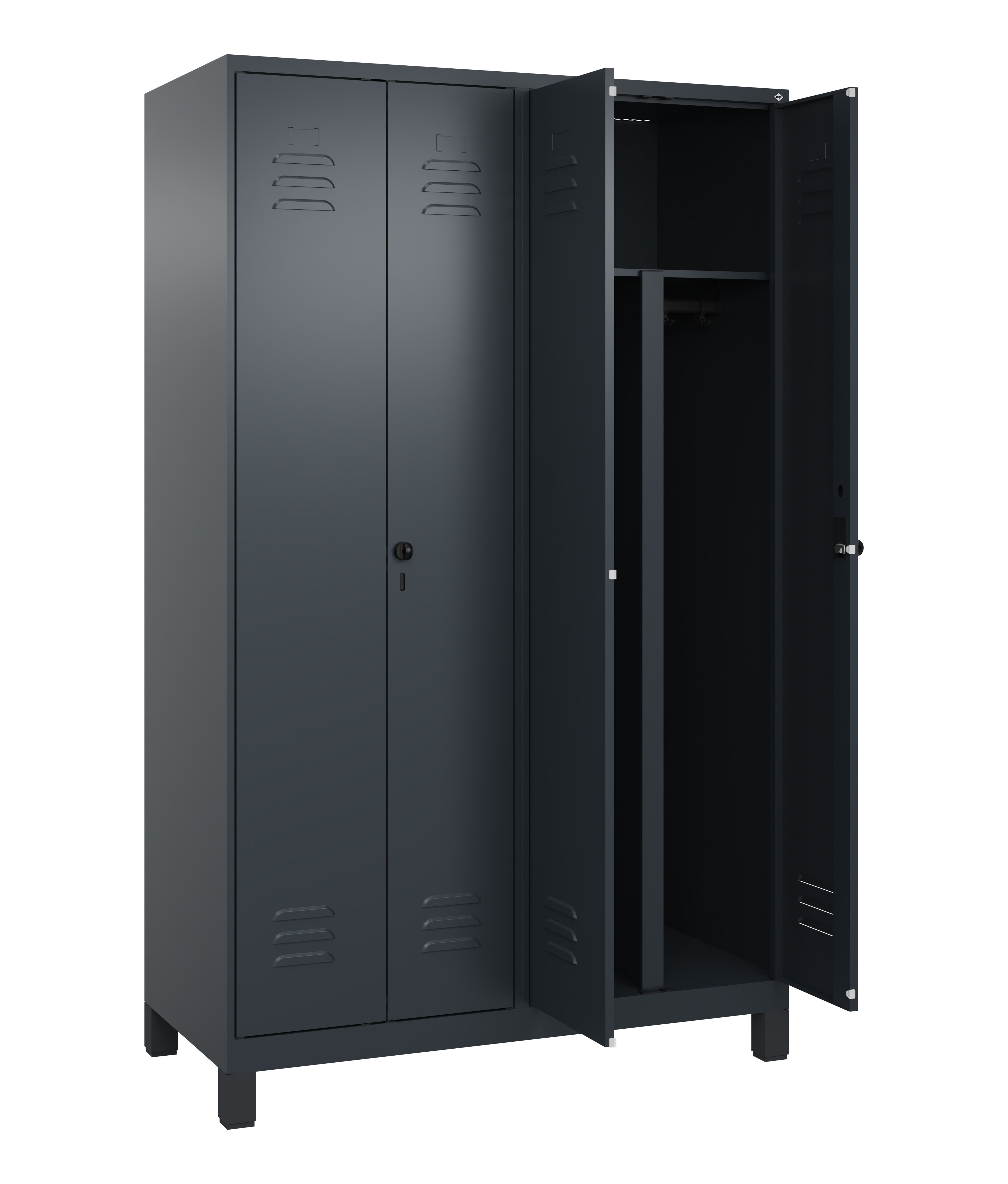 PSA Doppel-Spind Classic Plus, Füße, 4 Abteile, 1950x1200x500mm PSA Doppel-Spind Classic Plus, Füße, 4 Abteile, 1950x1200x500mm