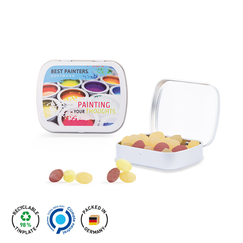 Klappdose weiß Mini Bonbons Fruchtmix