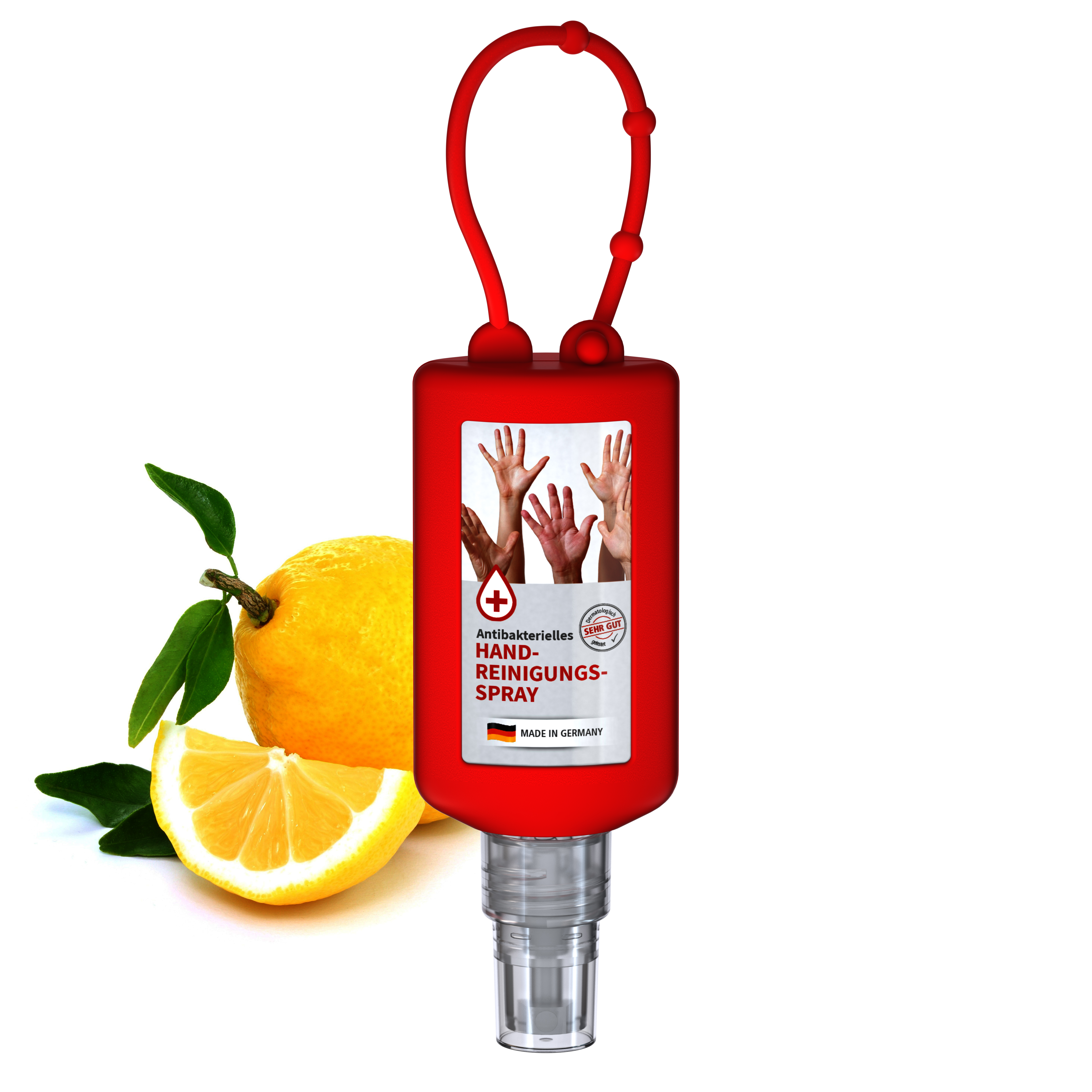 50 ml Bumper rot - Handreinigungsspray antibakteriell - Body Label 50 ml Bumper rot - Handreinigungsspray antibakteriell - Body Label