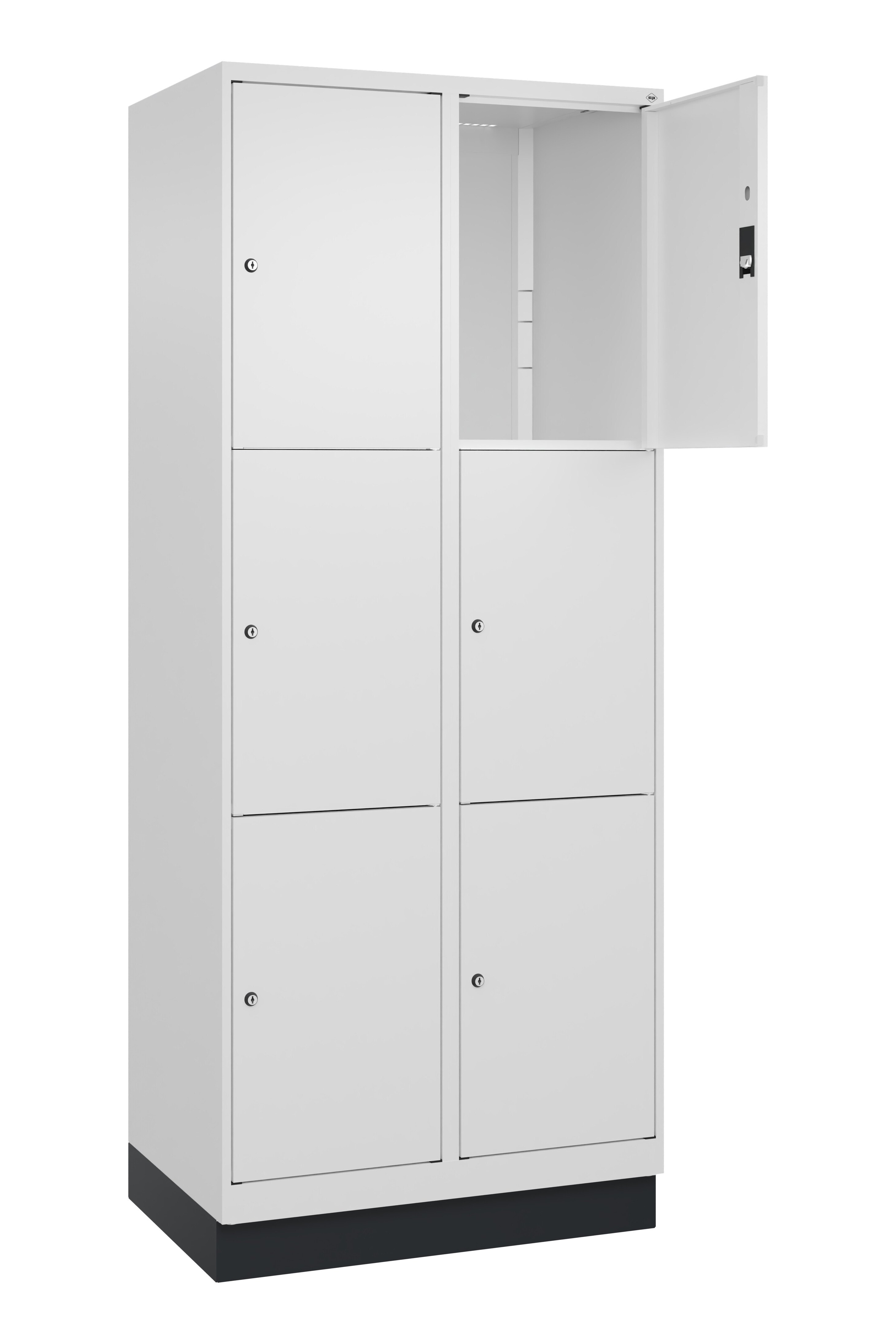 Schließfachschrank Classic Plus, Sockel, 6 Fächer, 2120x800x500mm Schließfachschrank Classic Plus, Sockel, 6 Fächer, 2120x800x500mm