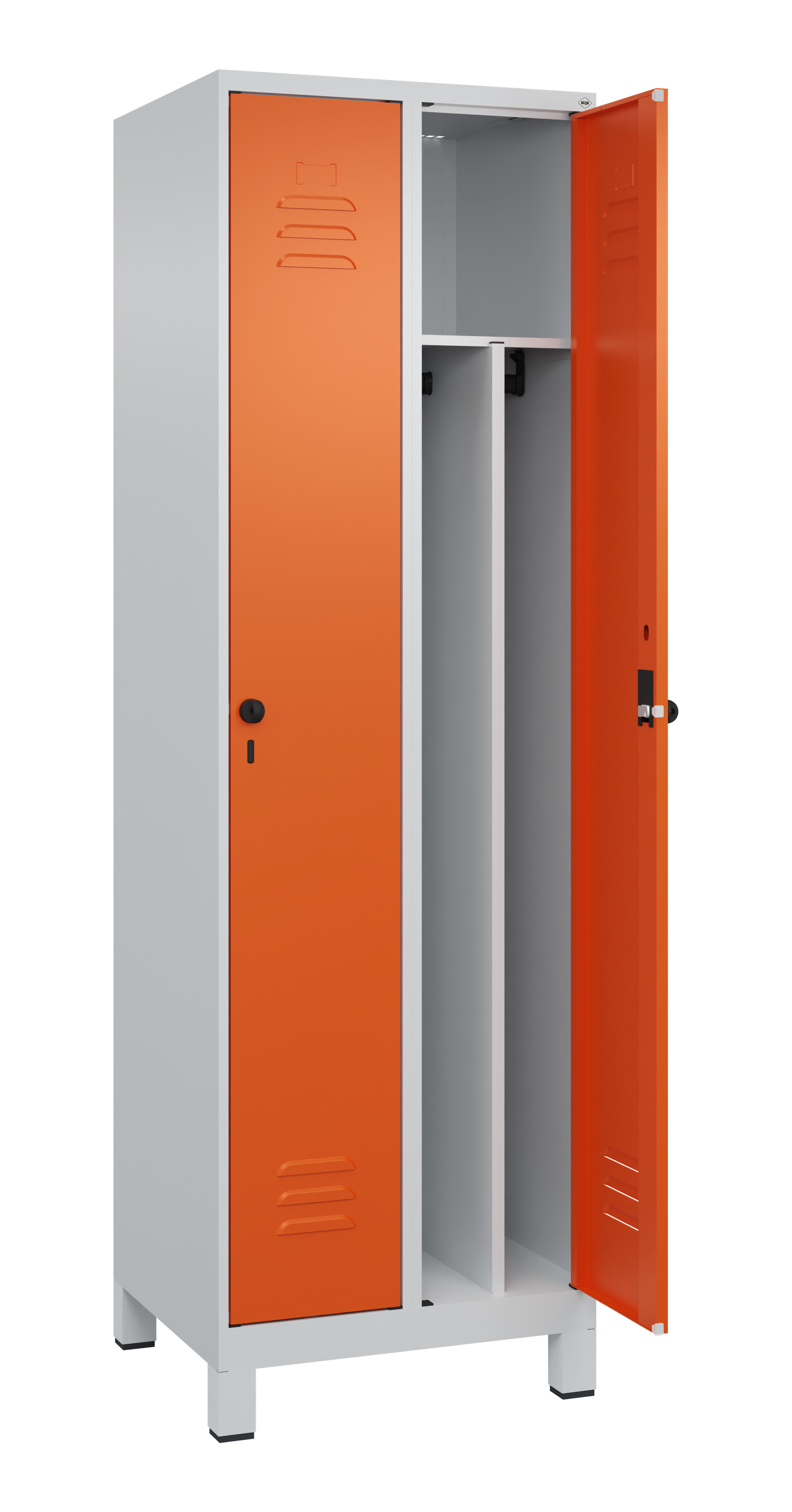 Spind Classic Plus, Füße, 2 Abteile, 1950x600x500mm Spind Classic Plus, Füße, 2 Abteile, 1950x600x500mm