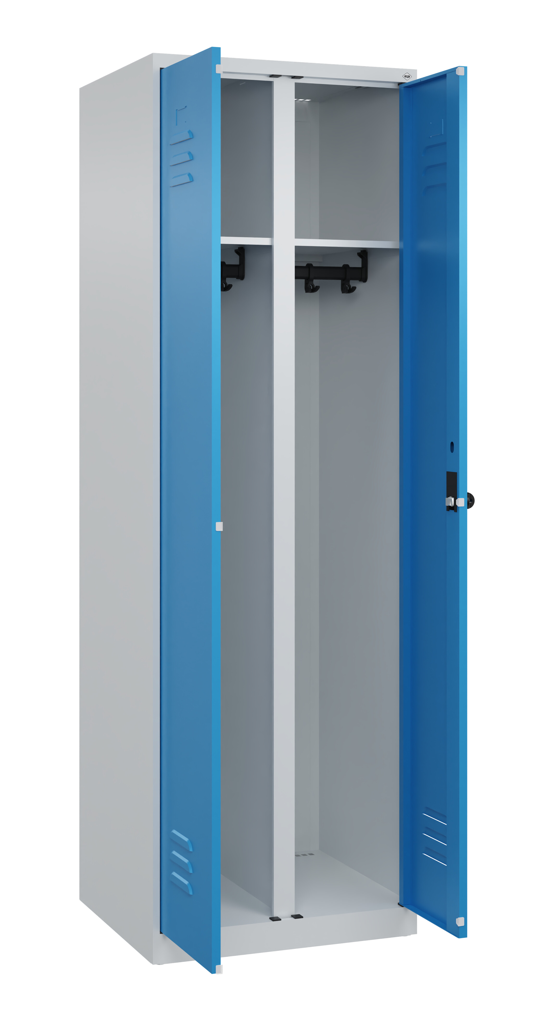 Schwarz-Weiß-Spind Classic Plus, 2 Abteile, 1850x600x500mm Schwarz-Weiß-Spind Classic Plus, 2 Abteile, 1850x600x500mm