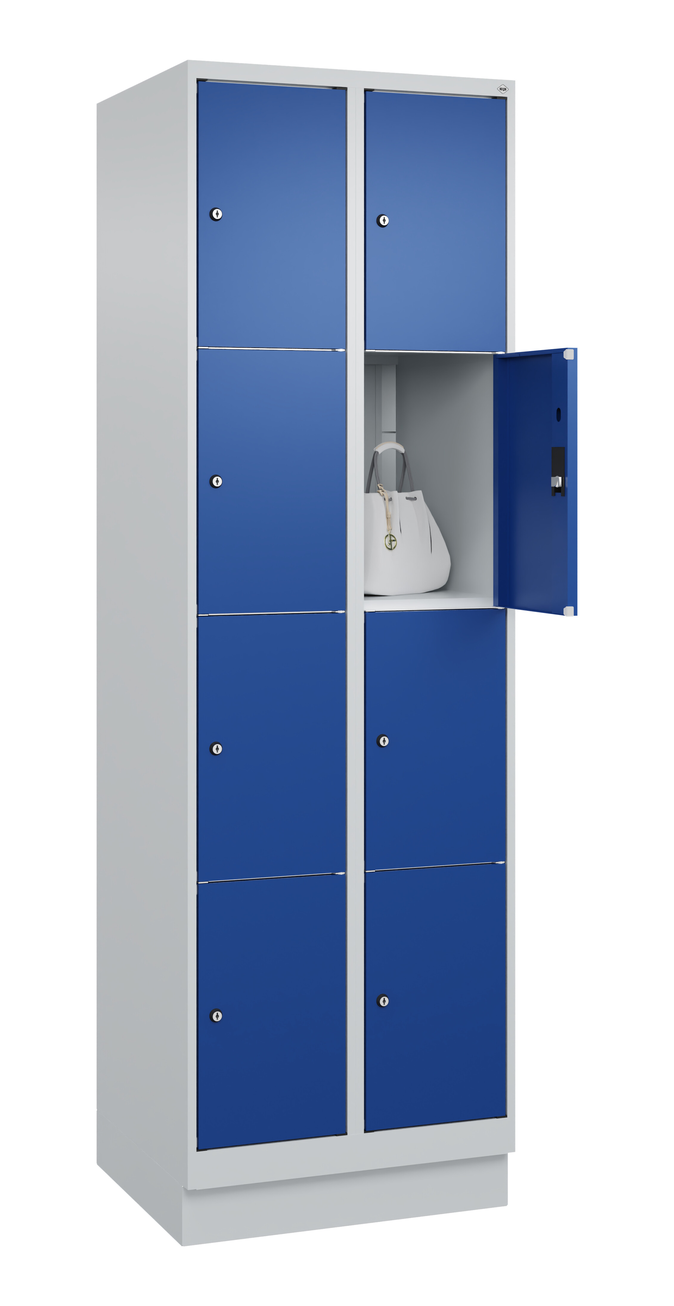Schließfachschrank Classic Plus, Sockel, 8 Fächer, 1950x600x500mm