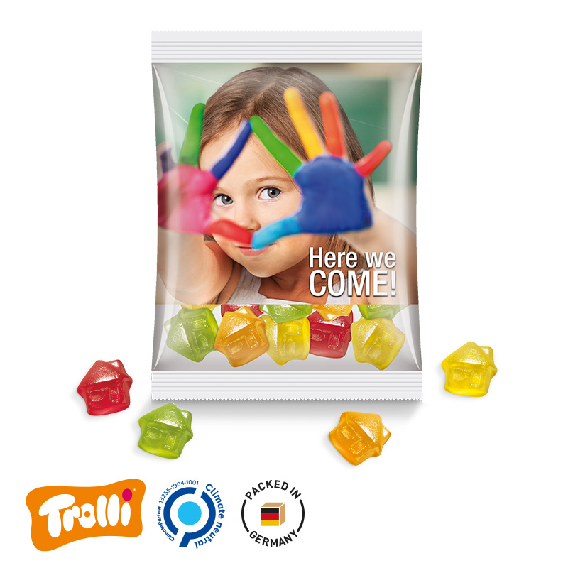 Maxitüte Folie transparent Trolli Fruchtgummi Haus