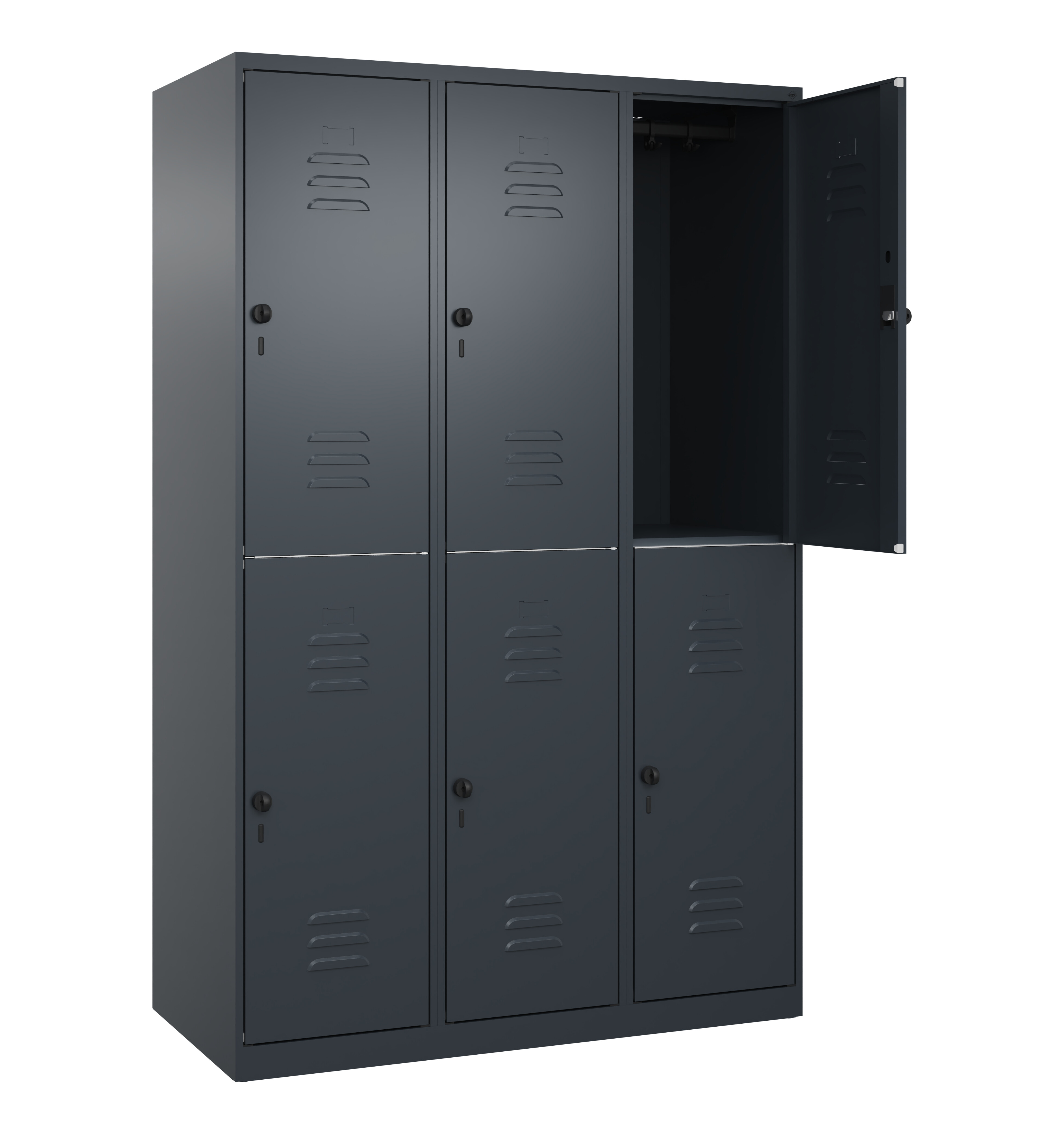 Doppelstock-Spind Classic Plus, 6 Fächer, 1850x1200x500mm Doppelstock-Spind Classic Plus, 6 Fächer, 1850x1200x500mm