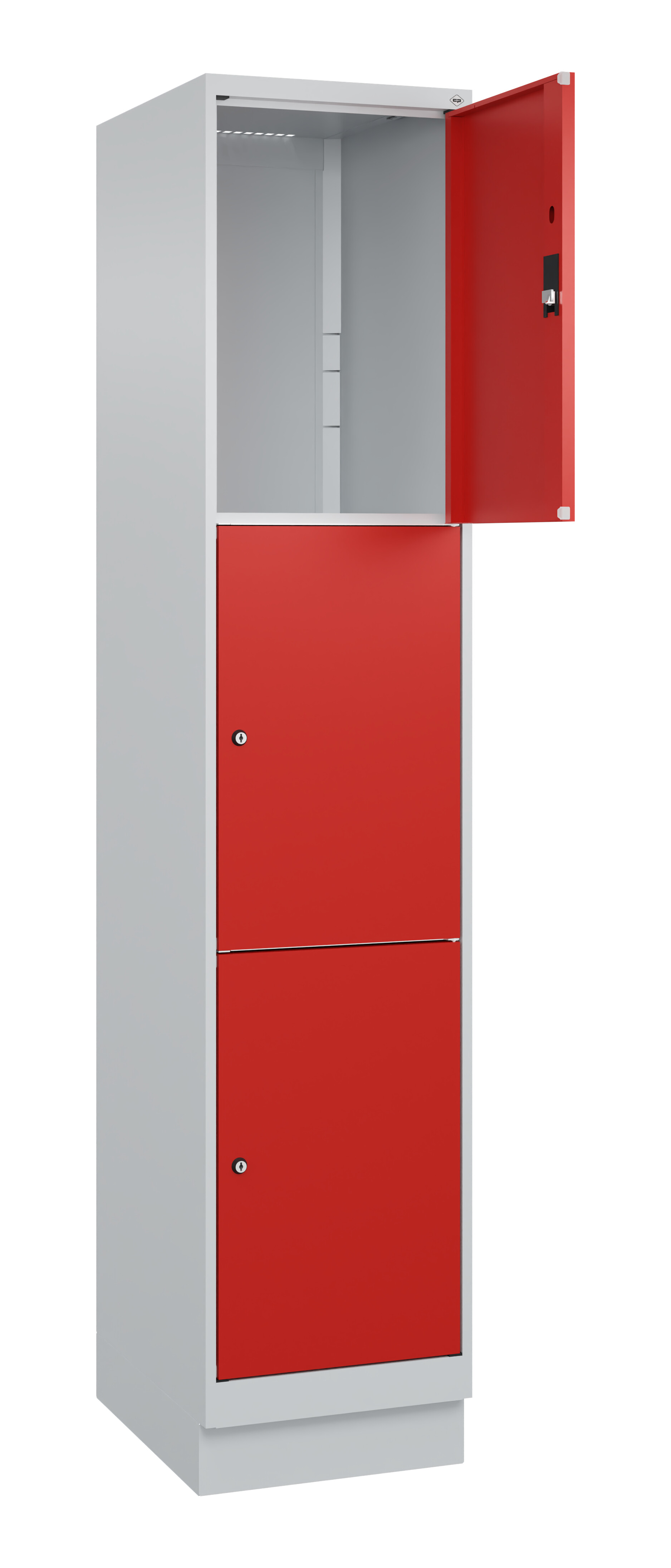 Schließfachschrank Classic Plus, Sockel, 3 Fächer, 1950x400x500mm