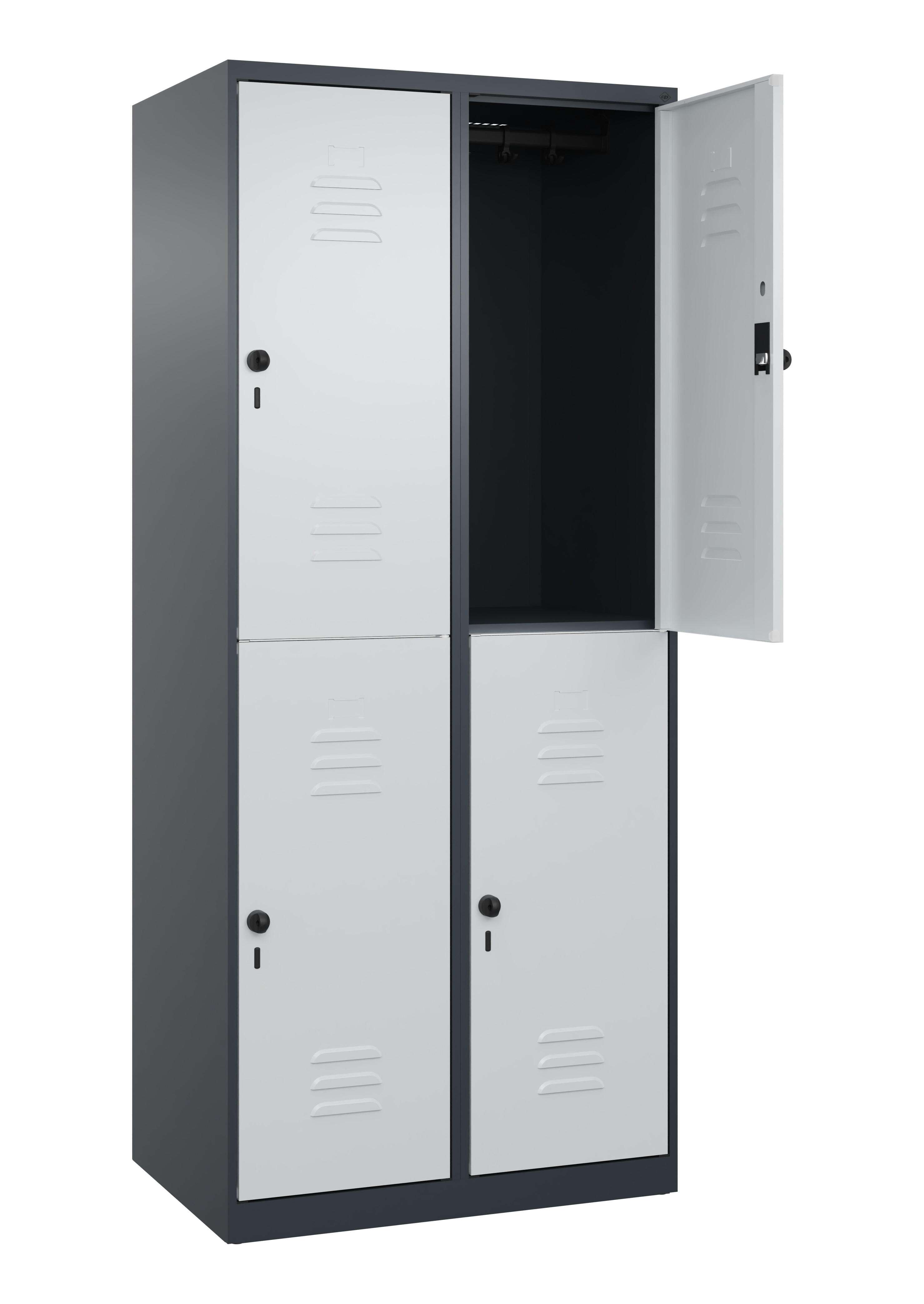 Doppelstock-Spind Classic Plus, 4 Fächer, 1850x800x500mm