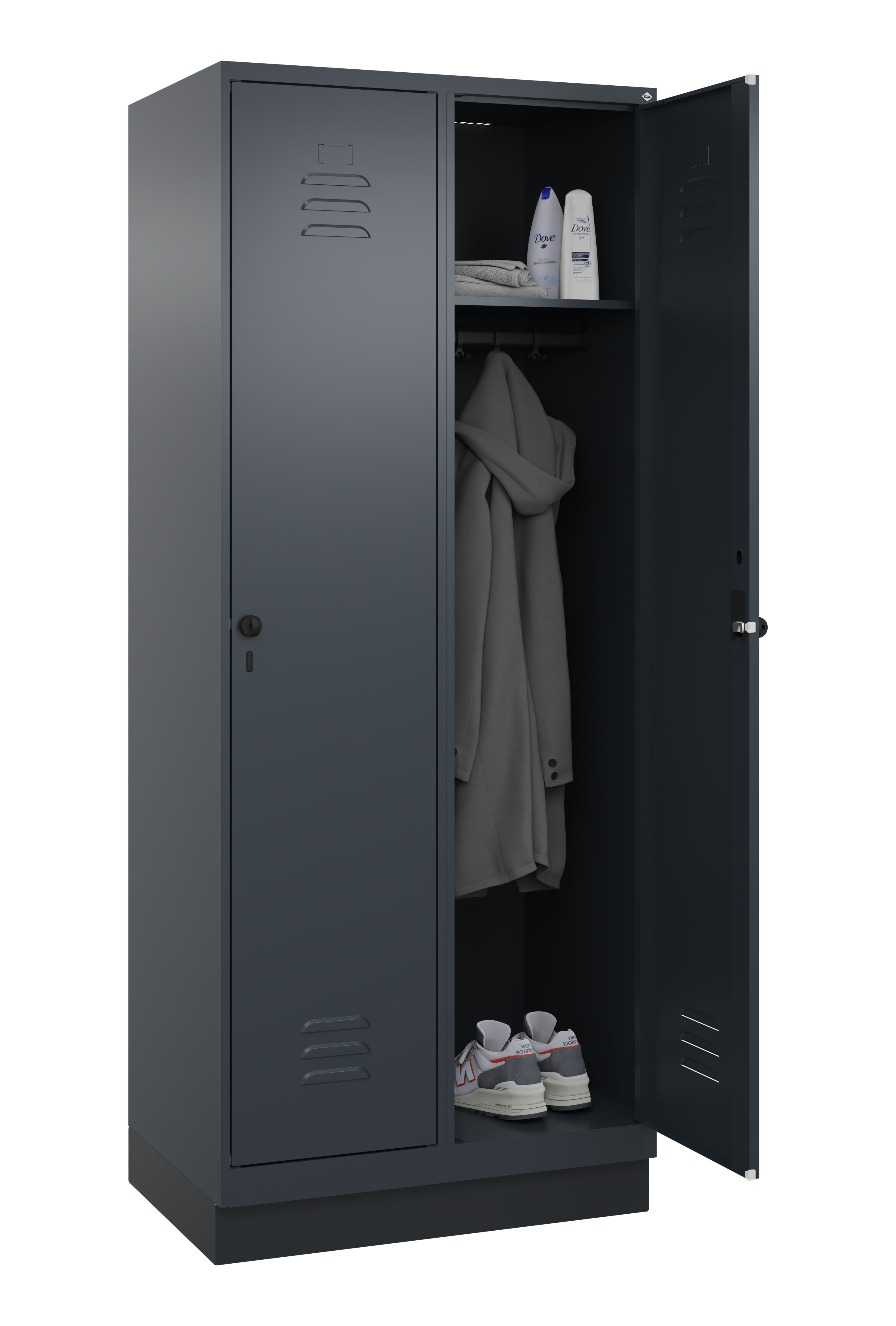 Spind Classic Plus, Sockel, 2 Abteile, 1950x800x500mm Spind Classic Plus, Sockel, 2 Abteile, 1950x800x500mm