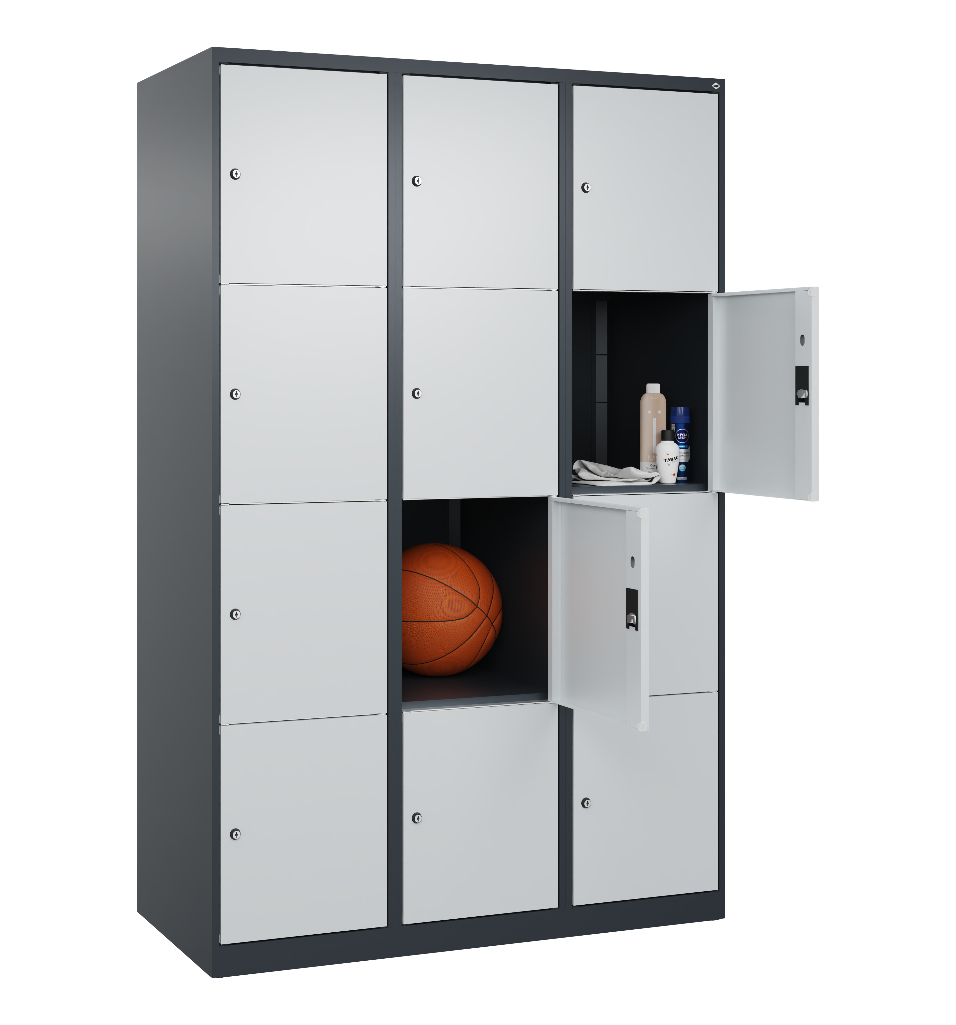 Schließfachschrank Classic Plus, 12 Fächer, 1850x1200x500mm