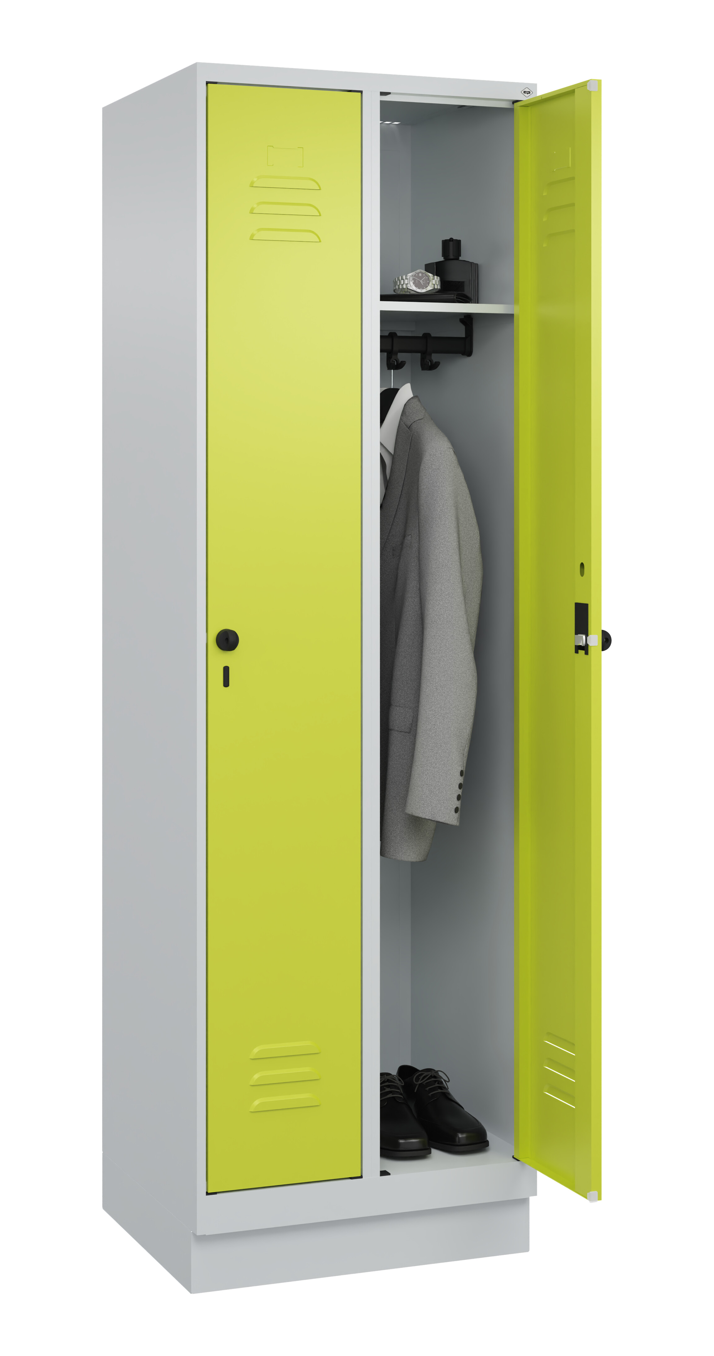 Spind Classic Plus, Sockel, 2 Abteile, 1950x600x500mm