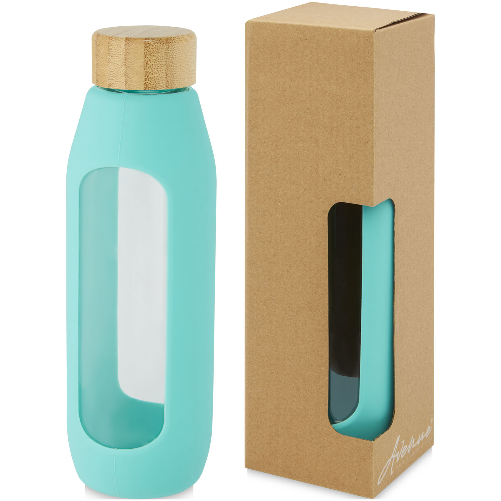 Tidan 600 ml Flasche aus Borosilikatglas mit Silikongriff Tidan 600 ml Flasche aus Borosilikatglas mit Silikongriff