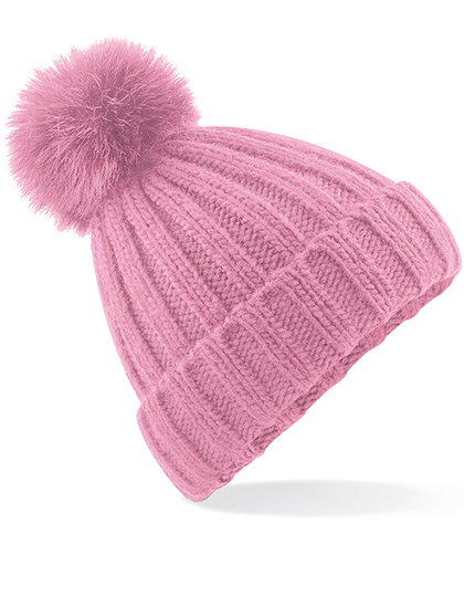 Beechfield Verbier Faux Fur Pop Pom Chunky Beanie