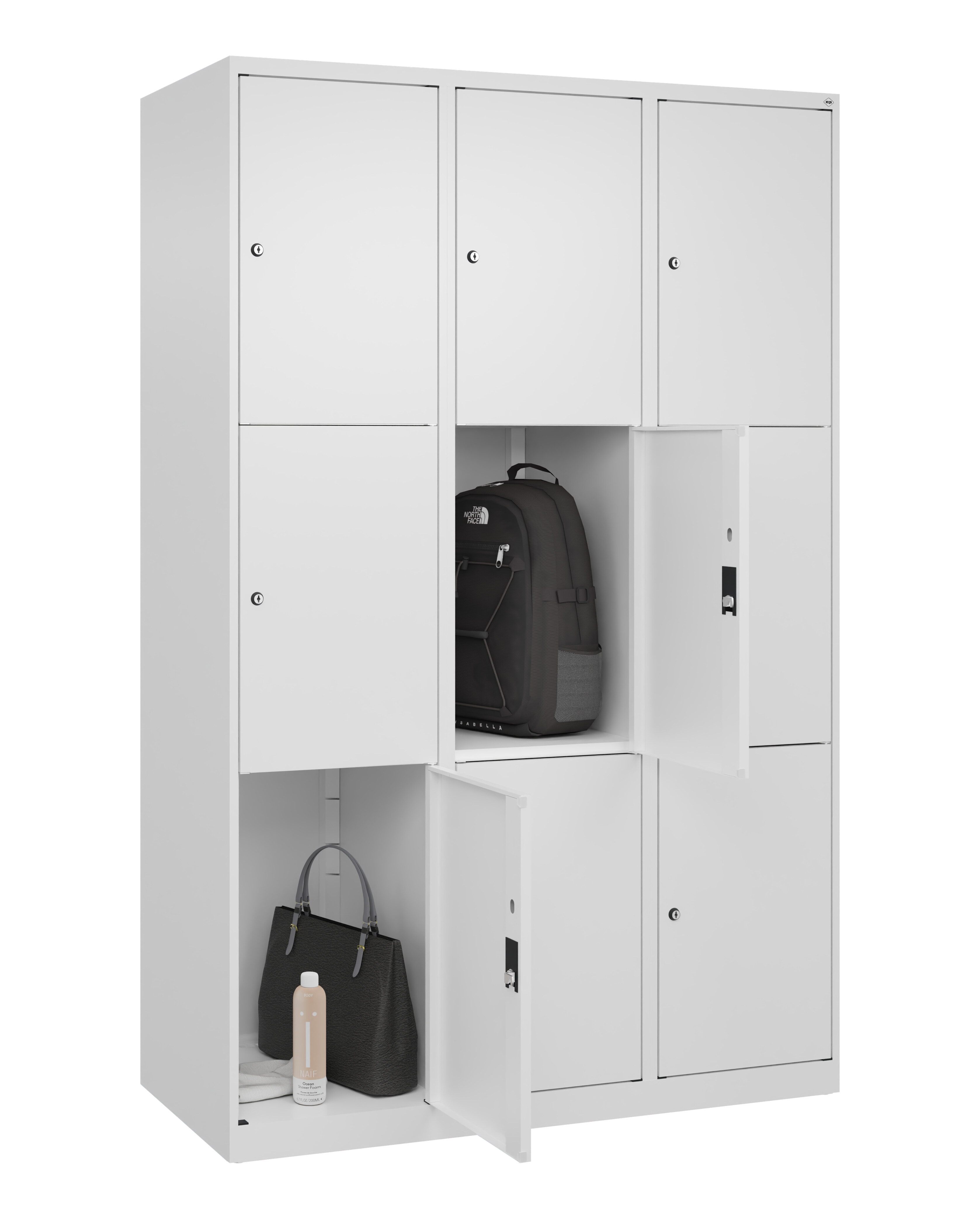 Schließfachschrank Classic Plus, 9 Fächer, 1850x1200x500mm Schließfachschrank Classic Plus, 9 Fächer, 1850x1200x500mm