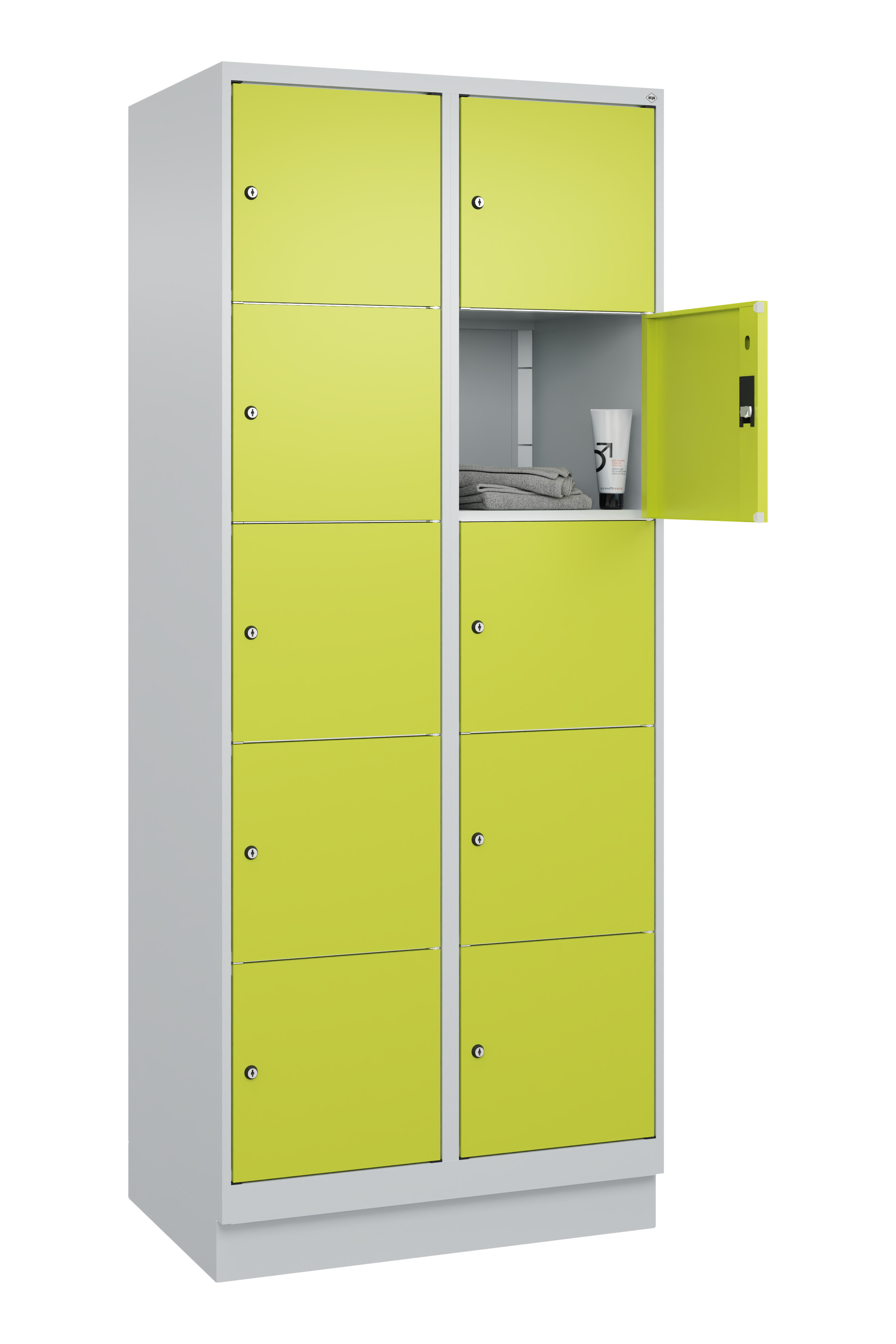 Schließfachschrank Classic Plus, Sockel, 10 Fächer, 2120x800x500mm Schließfachschrank Classic Plus, Sockel, 10 Fächer, 2120x800x500mm