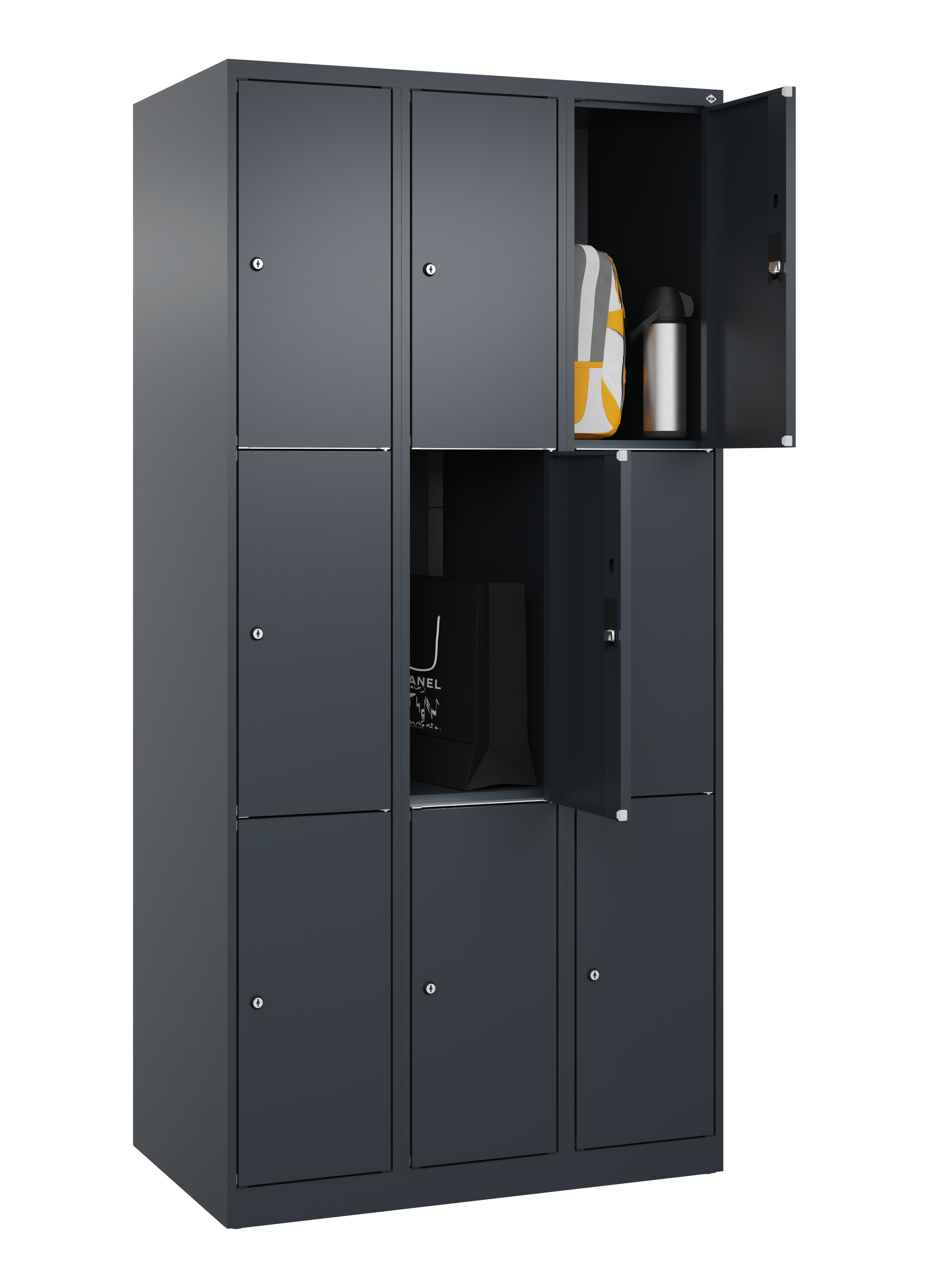 Schließfachschrank Classic Plus, 9 Fächer, 1850x900x500mm Schließfachschrank Classic Plus, 9 Fächer, 1850x900x500mm