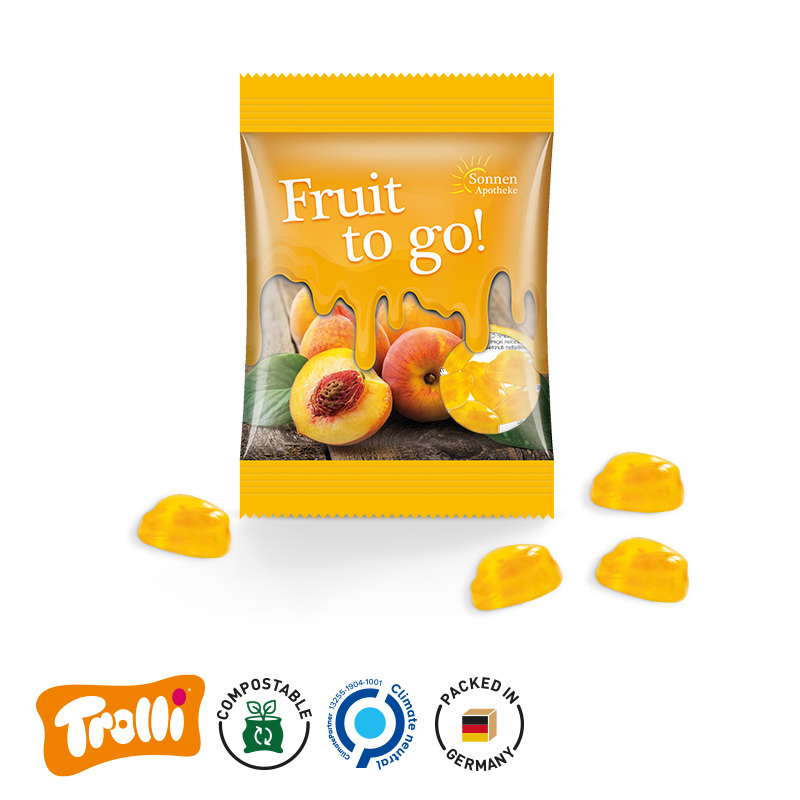 Minitüte 15 g kompostierbare Folie transparent Trolli Vitamin Fruchtgummi Minitüte 15 g kompostierbare Folie transparent Trolli Vitamin Fruchtgummi