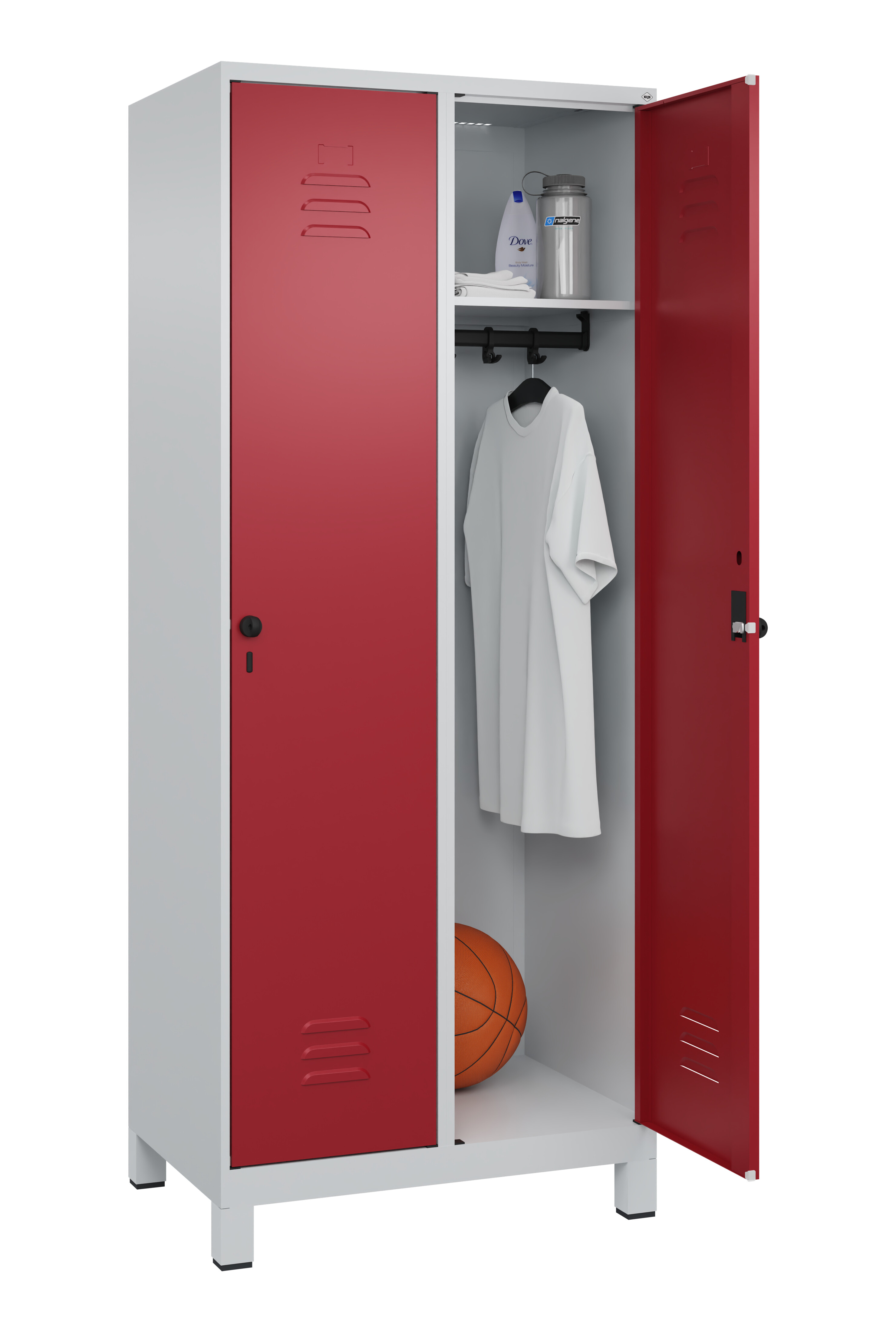 Spind Classic Plus, Füße, 2 Abteile, 1950x800x500mm Spind Classic Plus, Füße, 2 Abteile, 1950x800x500mm