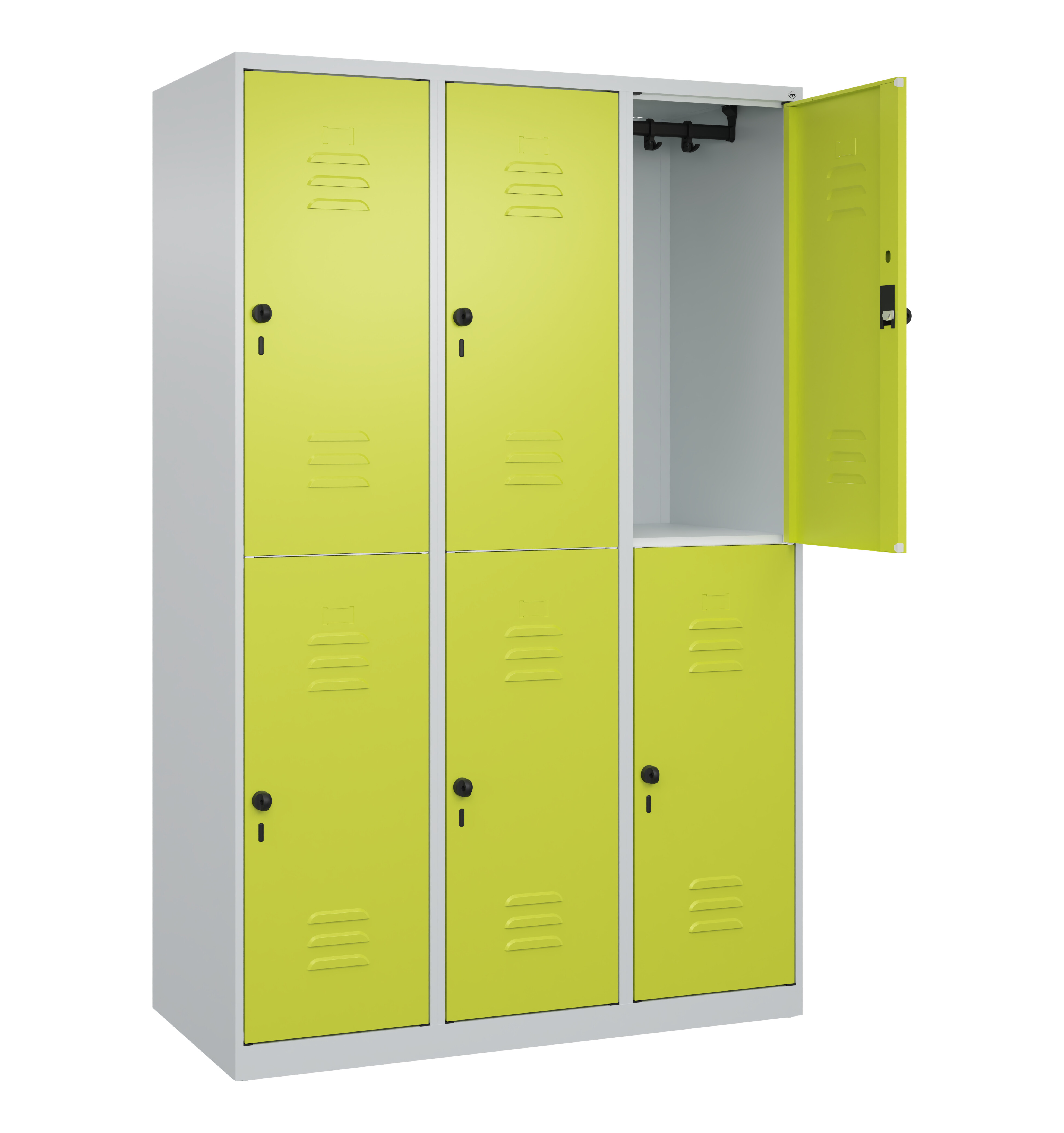 Doppelstock-Spind Classic Plus, 6 Fächer, 1850x1200x500mm Doppelstock-Spind Classic Plus, 6 Fächer, 1850x1200x500mm