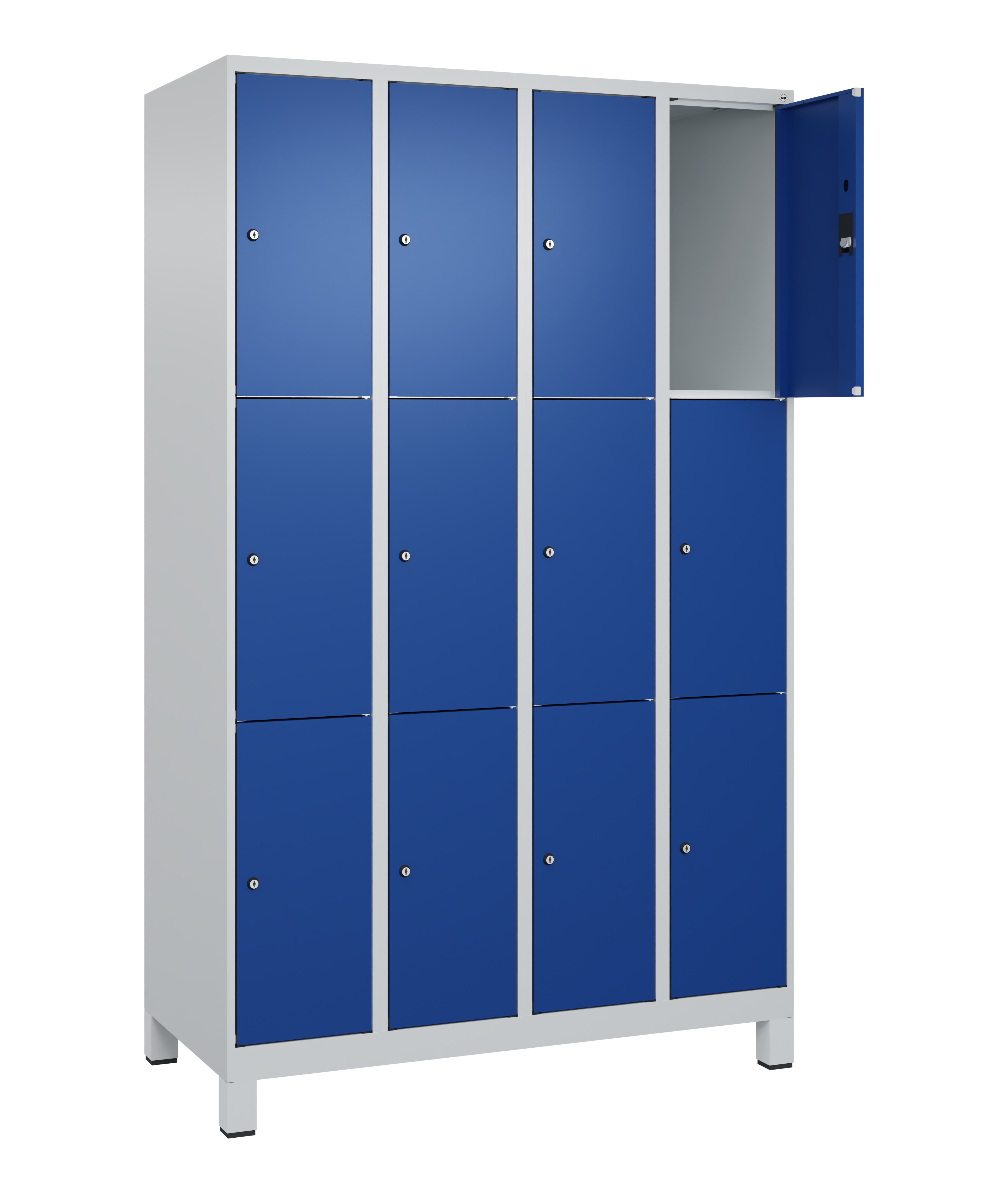 Schließfachschrank Classic Plus, Füße, 12 Fächer, 1950x1200x500mm