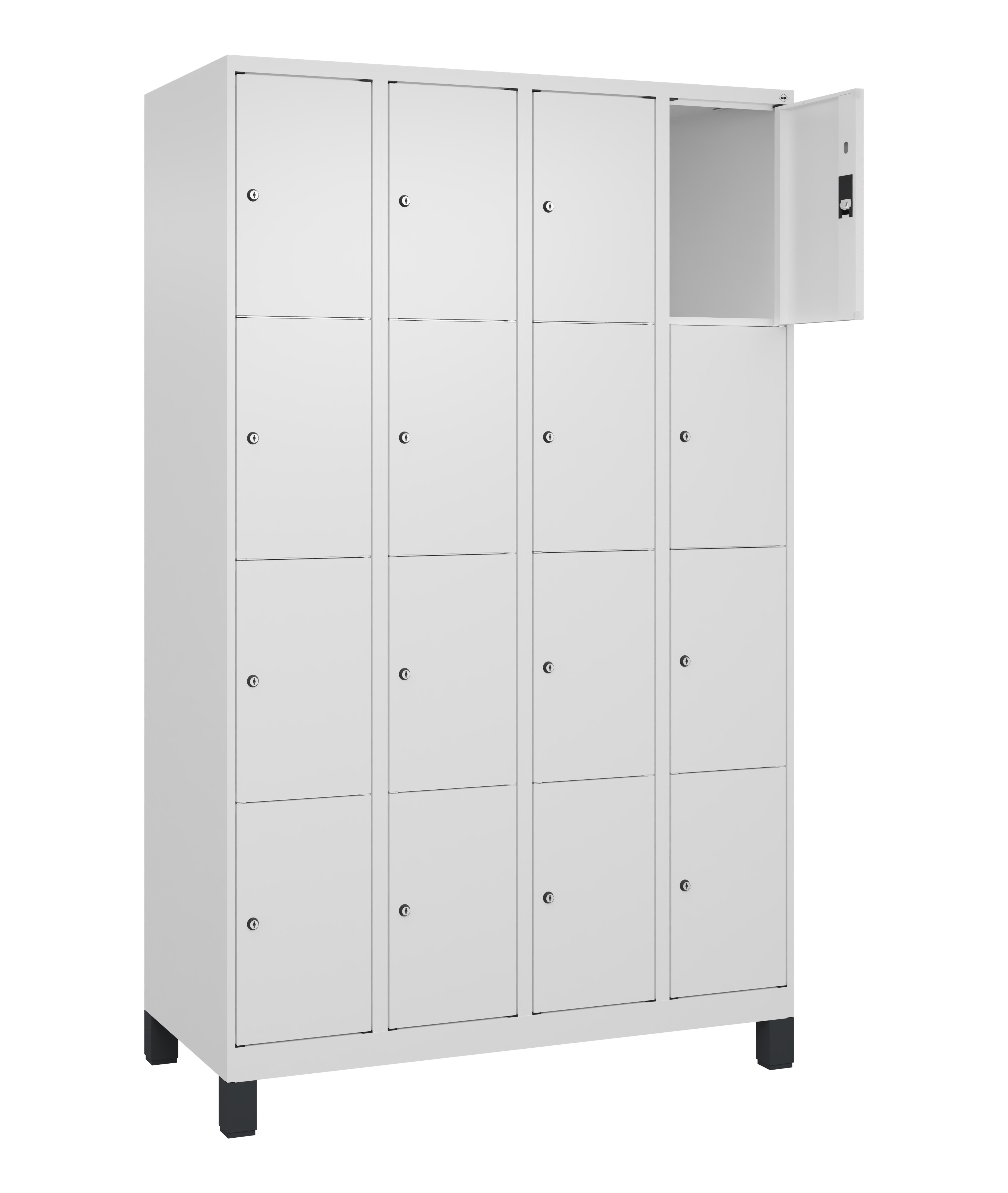 Schließfachschrank Classic Plus, Füße, 16 Fächer, 1950x1200x500mm