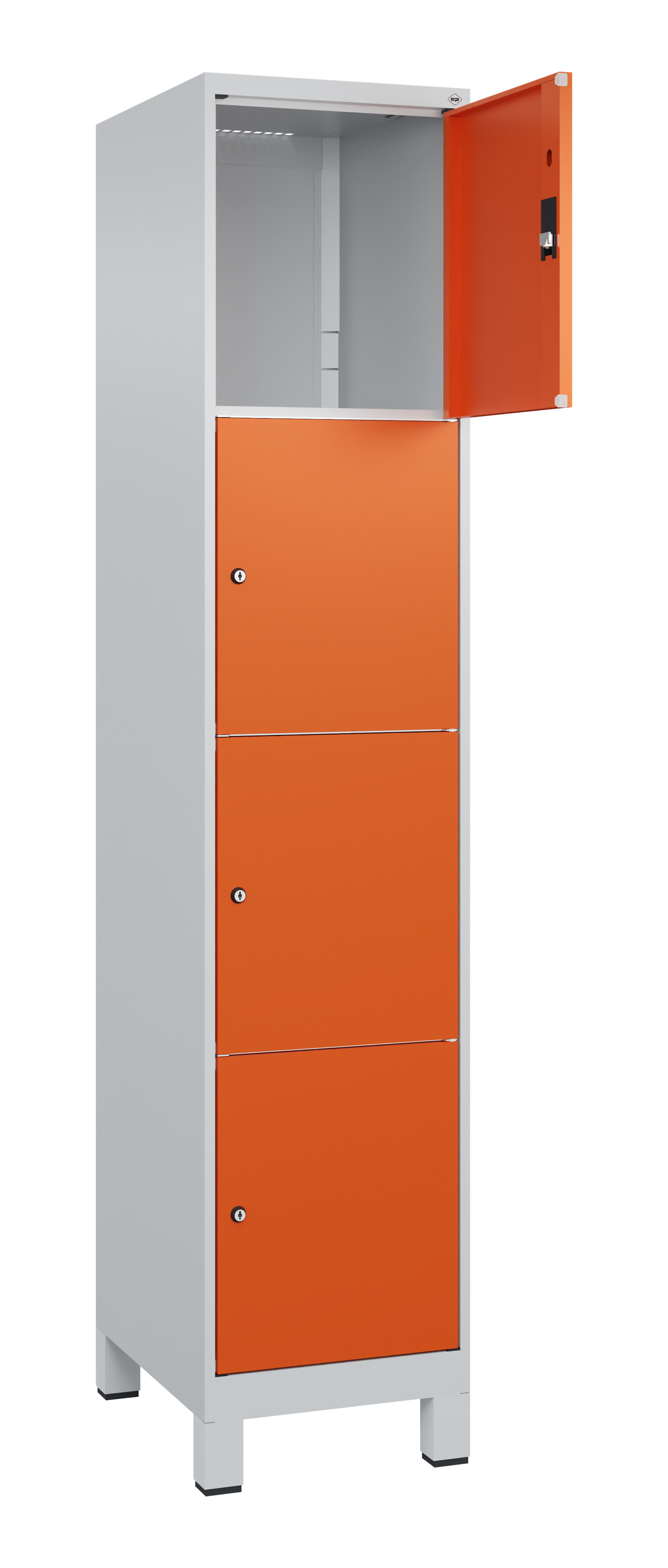 Schließfachschrank Classic Plus, Füße, 4 Fächer, 1950x400x500mm