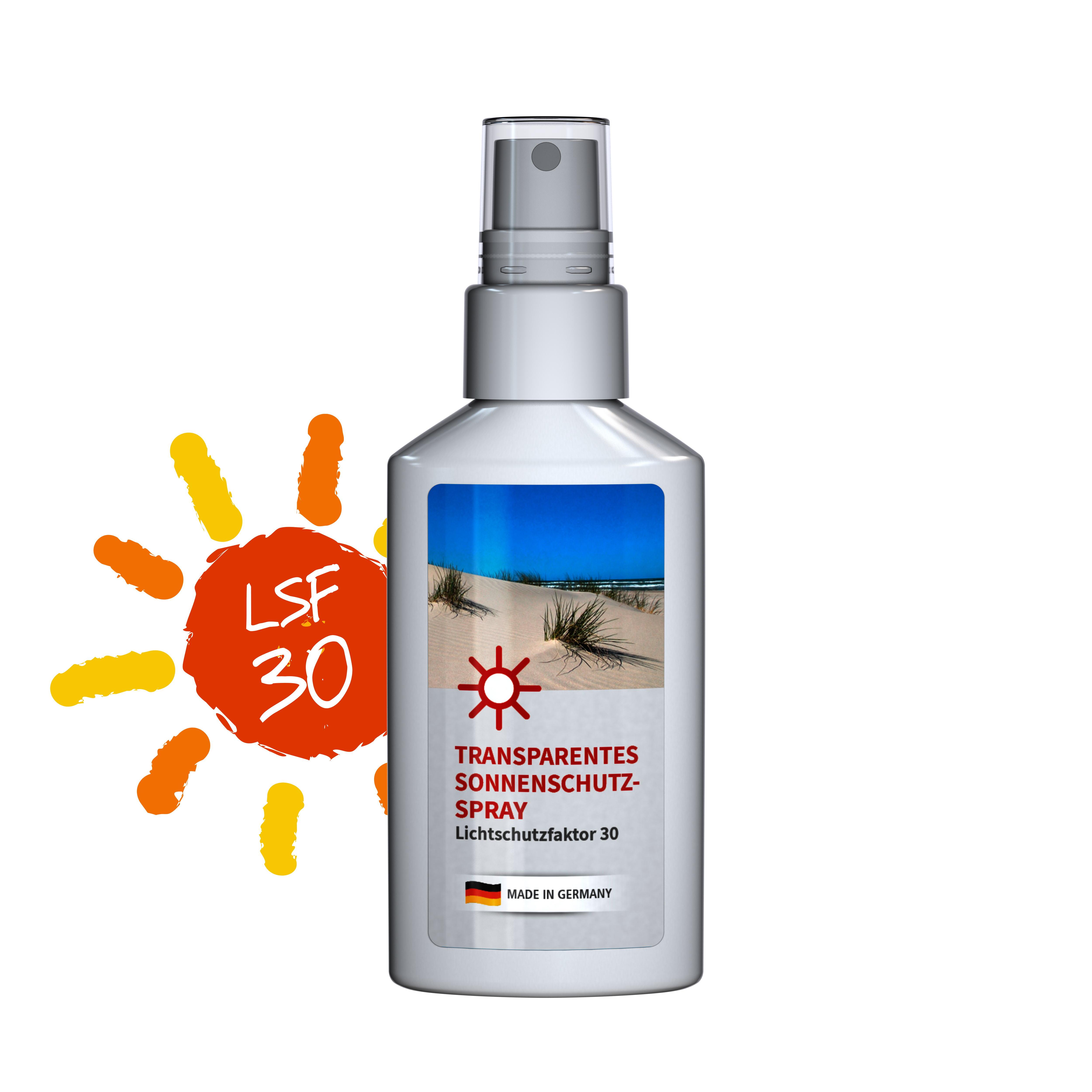 50 ml Spray weiß - Sonnenschutzspray transp. LSF 30 - Body Label 50 ml Spray weiß - Sonnenschutzspray transp. LSF 30 - Body Label