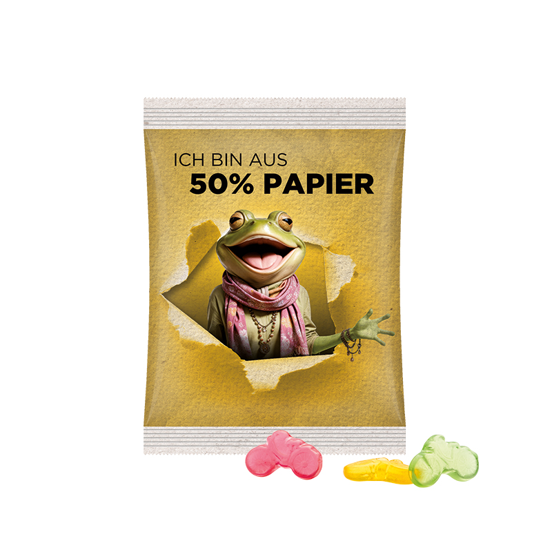 Maxitüte Folie mit ca. 50% Papieranteil weiß Trolli Fruchtgummi Fahrrad