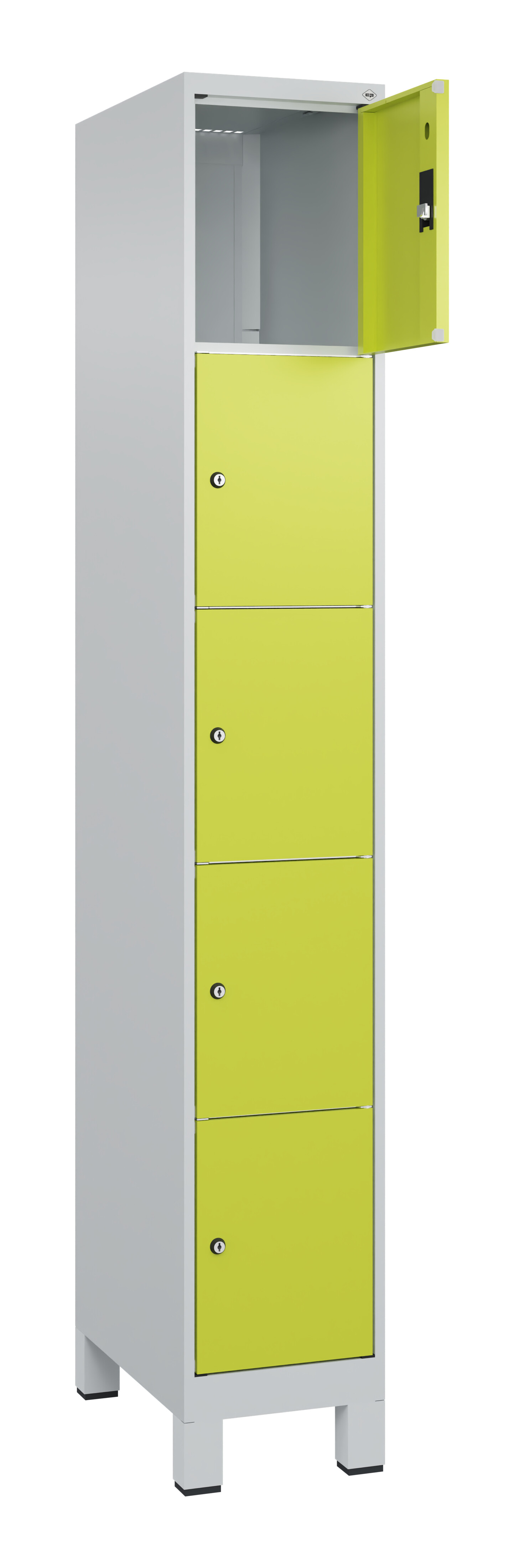 Schließfachschrank Classic Plus, Füße, 5 Fächer, 1950x300x500mm