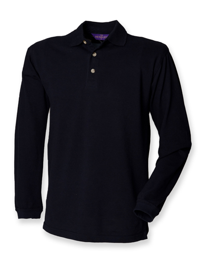 Henbury Long Sleeved Cotton Piqué Polo Shirt