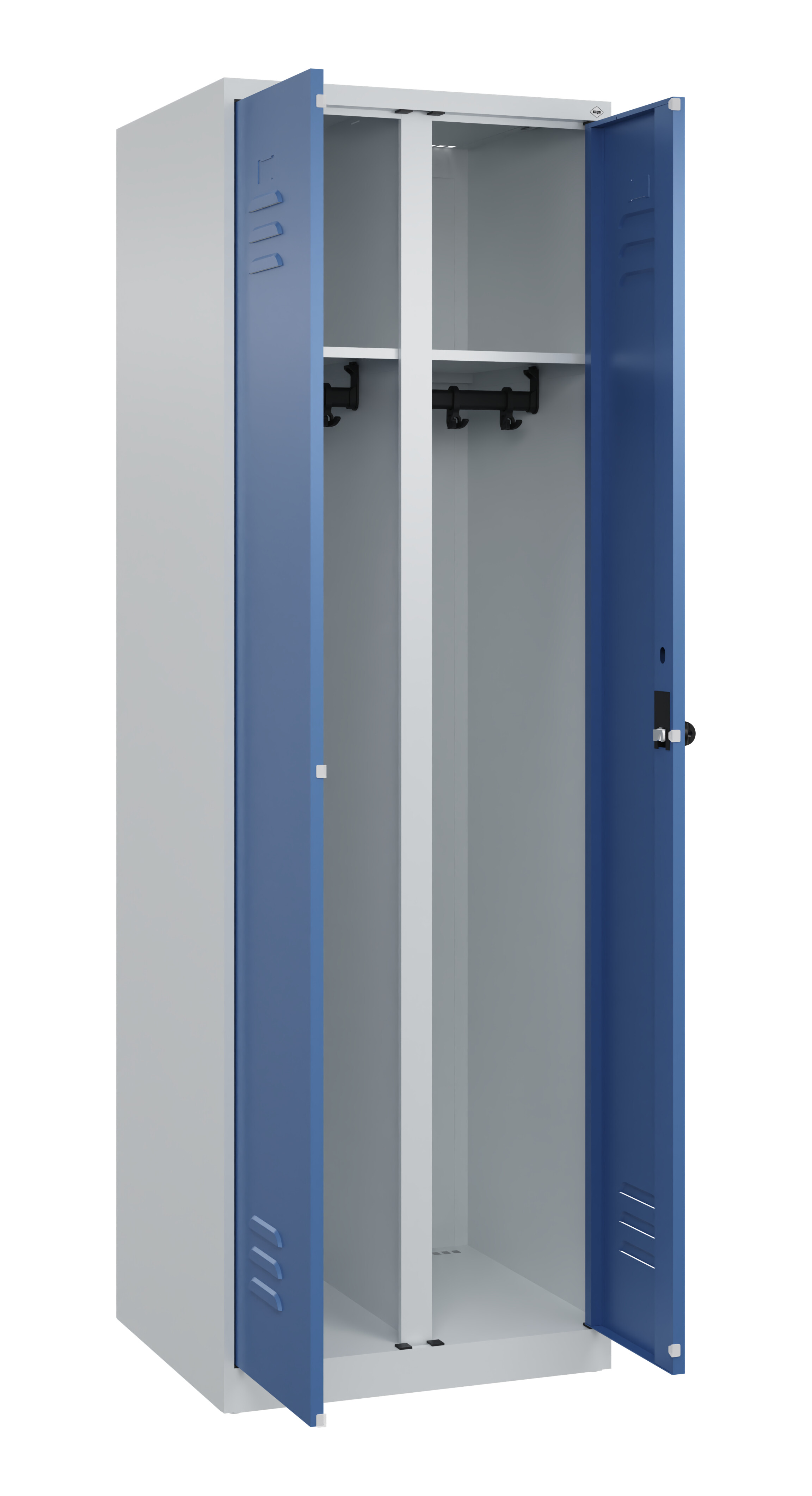 Schwarz-Weiß-Spind Classic Plus, 2 Abteile, 1850x600x500mm Schwarz-Weiß-Spind Classic Plus, 2 Abteile, 1850x600x500mm