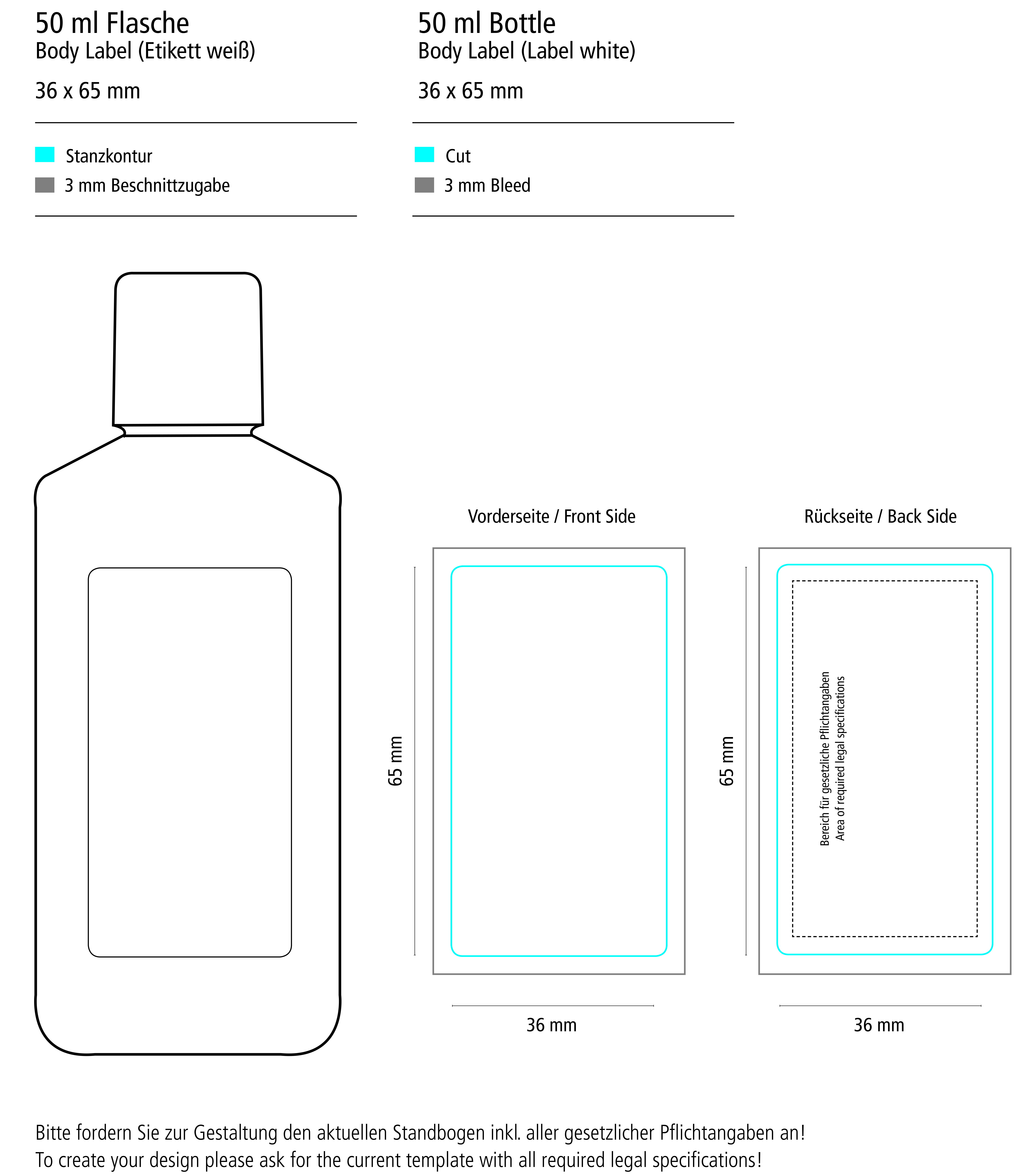 50 ml Flasche weiß - Muskel-Aktiv-Gel - Body Label