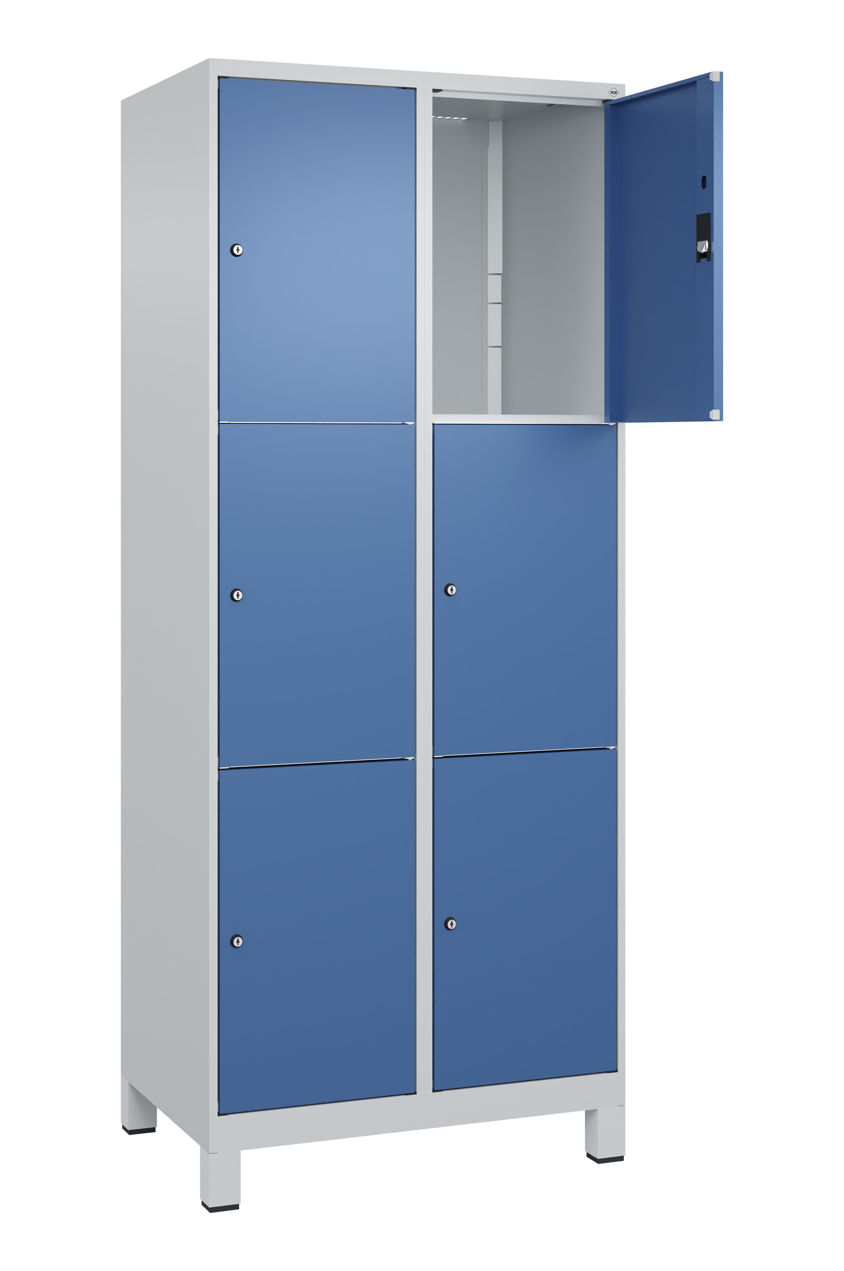 Schließfachschrank Classic Plus, Füße, 6 Fächer, 1950x800x500mm