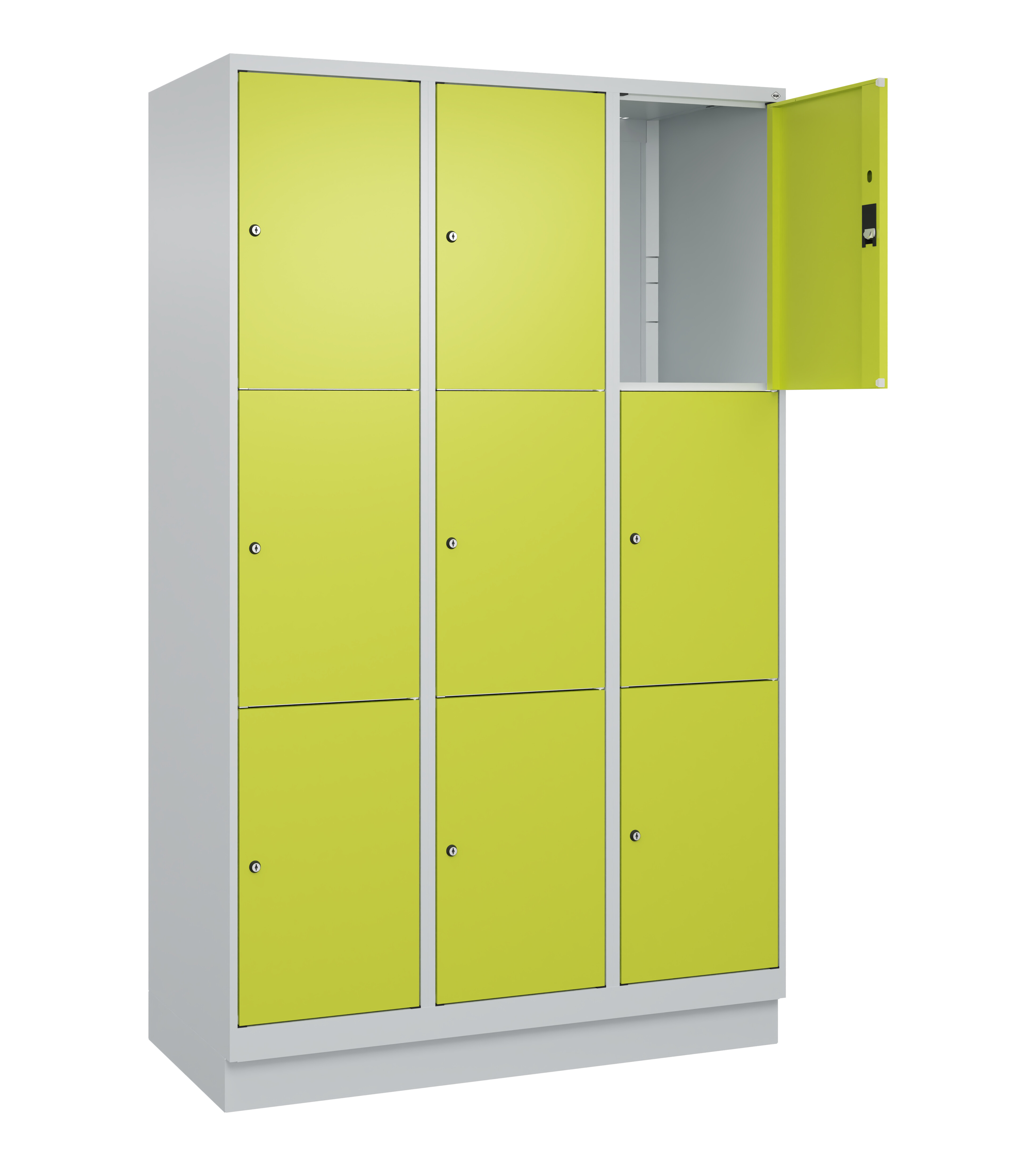 Schließfachschrank Classic Plus, Sockel, 9 Fächer, 2120x1200x500mm Schließfachschrank Classic Plus, Sockel, 9 Fächer, 2120x1200x500mm