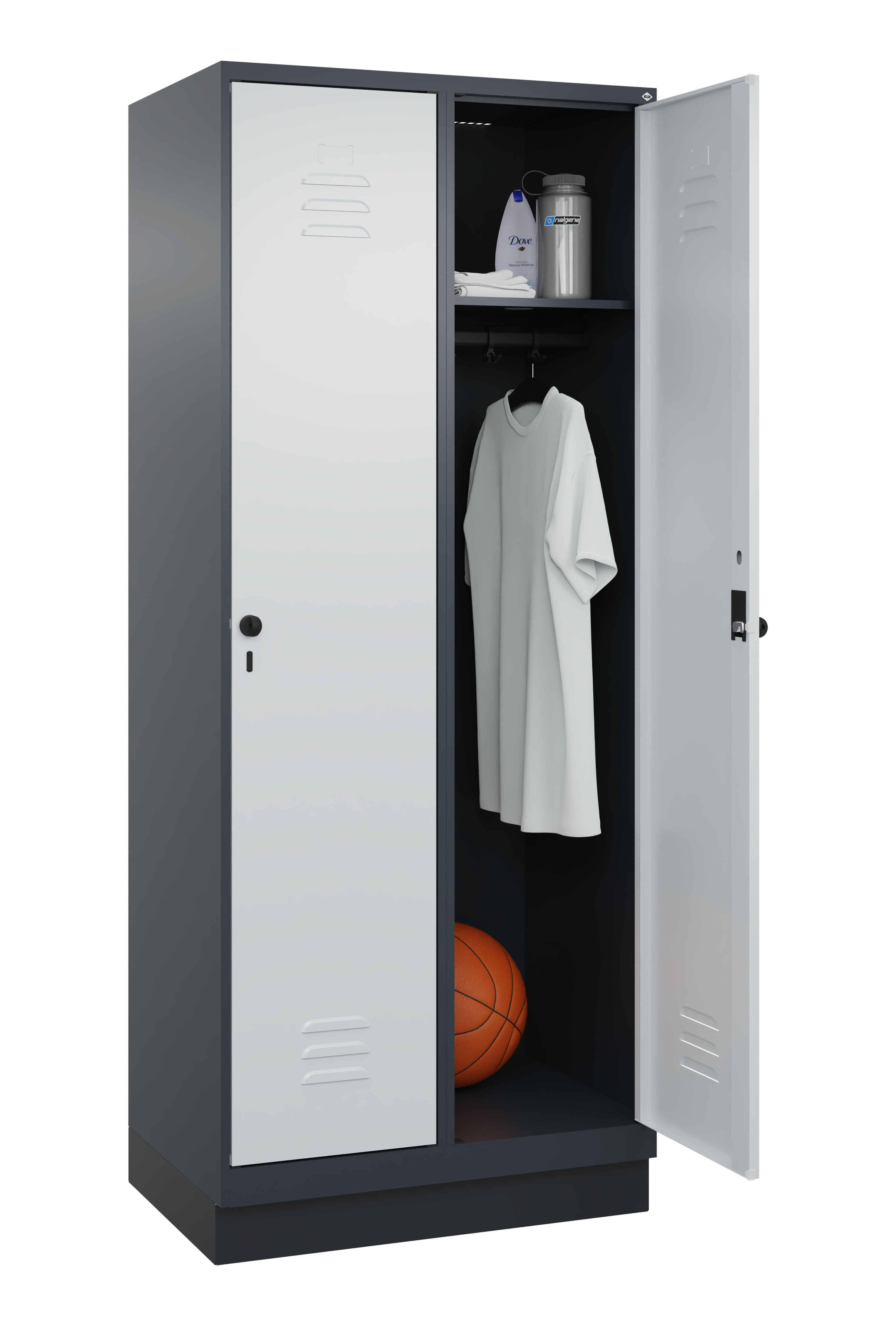 Spind Classic Plus, Sockel, 2 Abteile, 1950x800x500mm Spind Classic Plus, Sockel, 2 Abteile, 1950x800x500mm