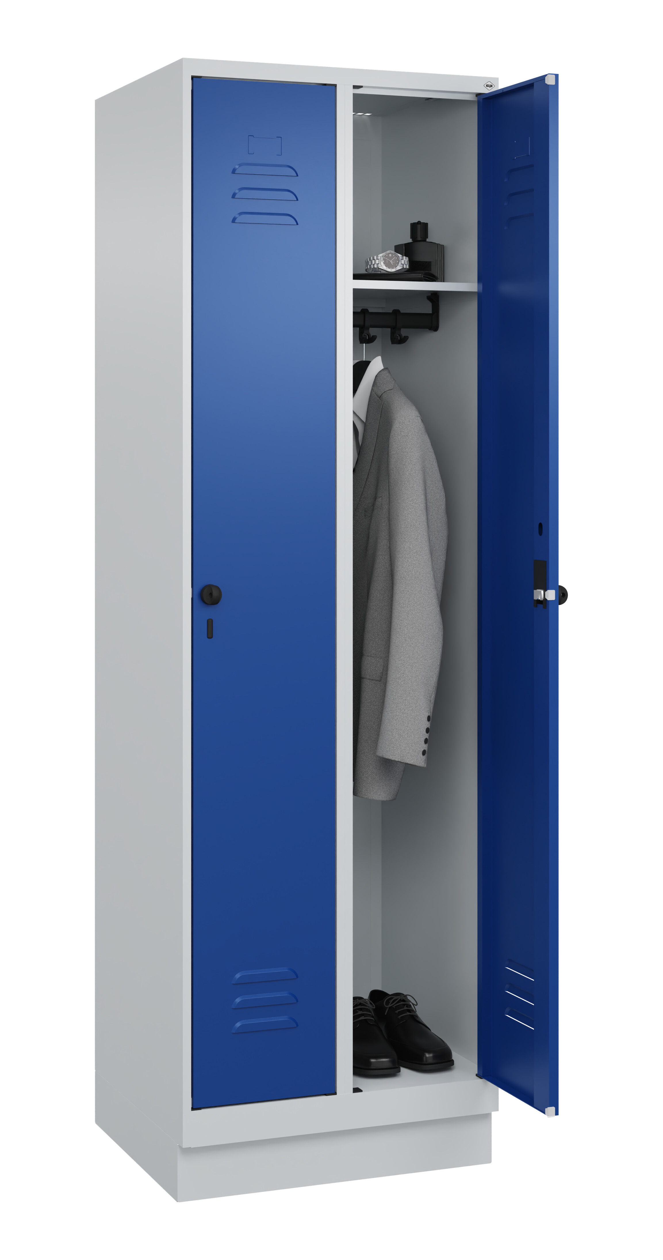 Spind Classic Plus, Sockel, 2 Abteile, 1950x600x500mm Spind Classic Plus, Sockel, 2 Abteile, 1950x600x500mm