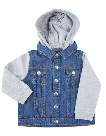 Larkwood Denim Jacket With Fleece Hood And Sleeves Larkwood Denim Jacket With Fleece Hood And Sleeves