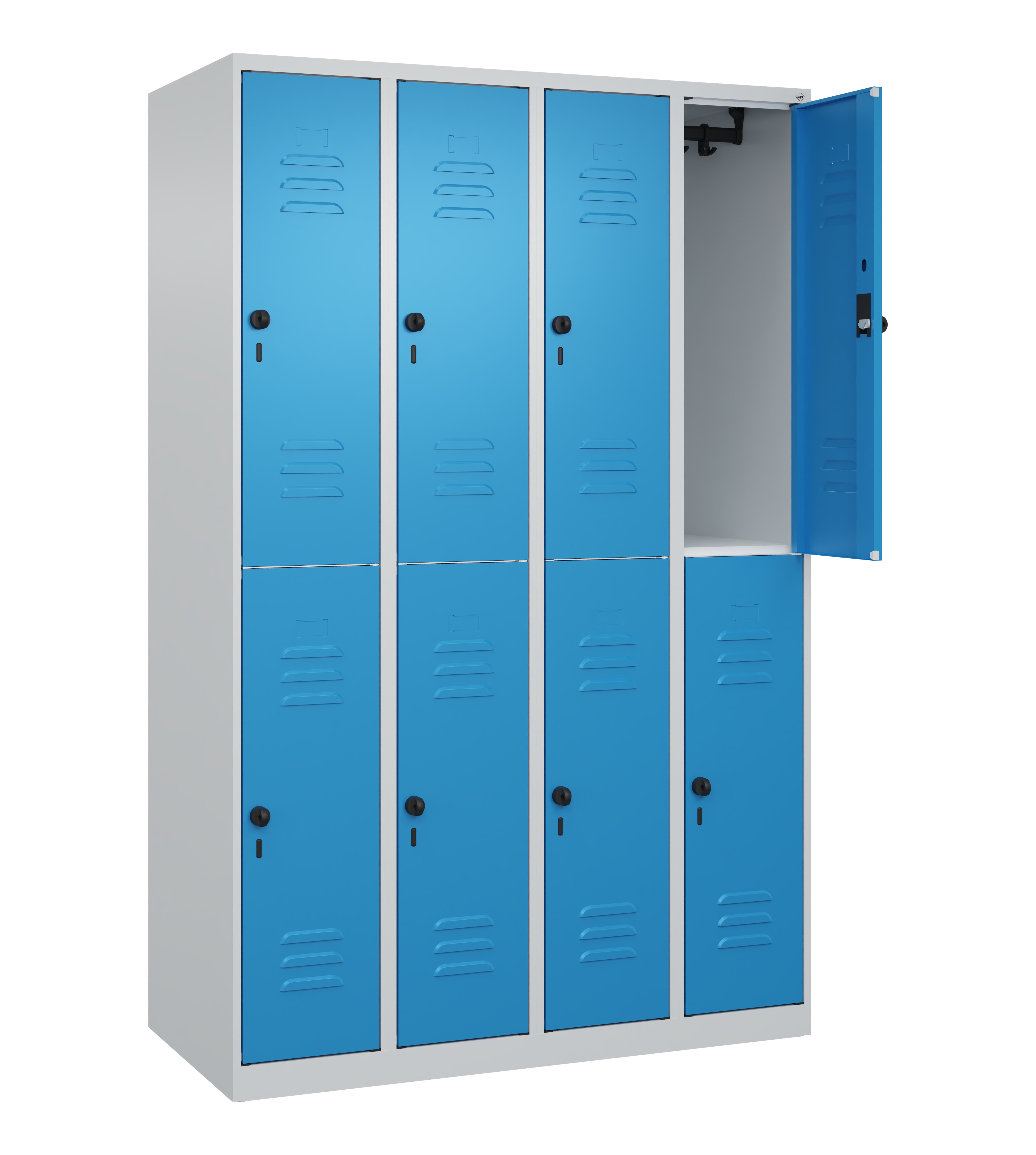 Doppelstock-Spind Classic Plus, 8 Fächer, 1850x1200x500mm