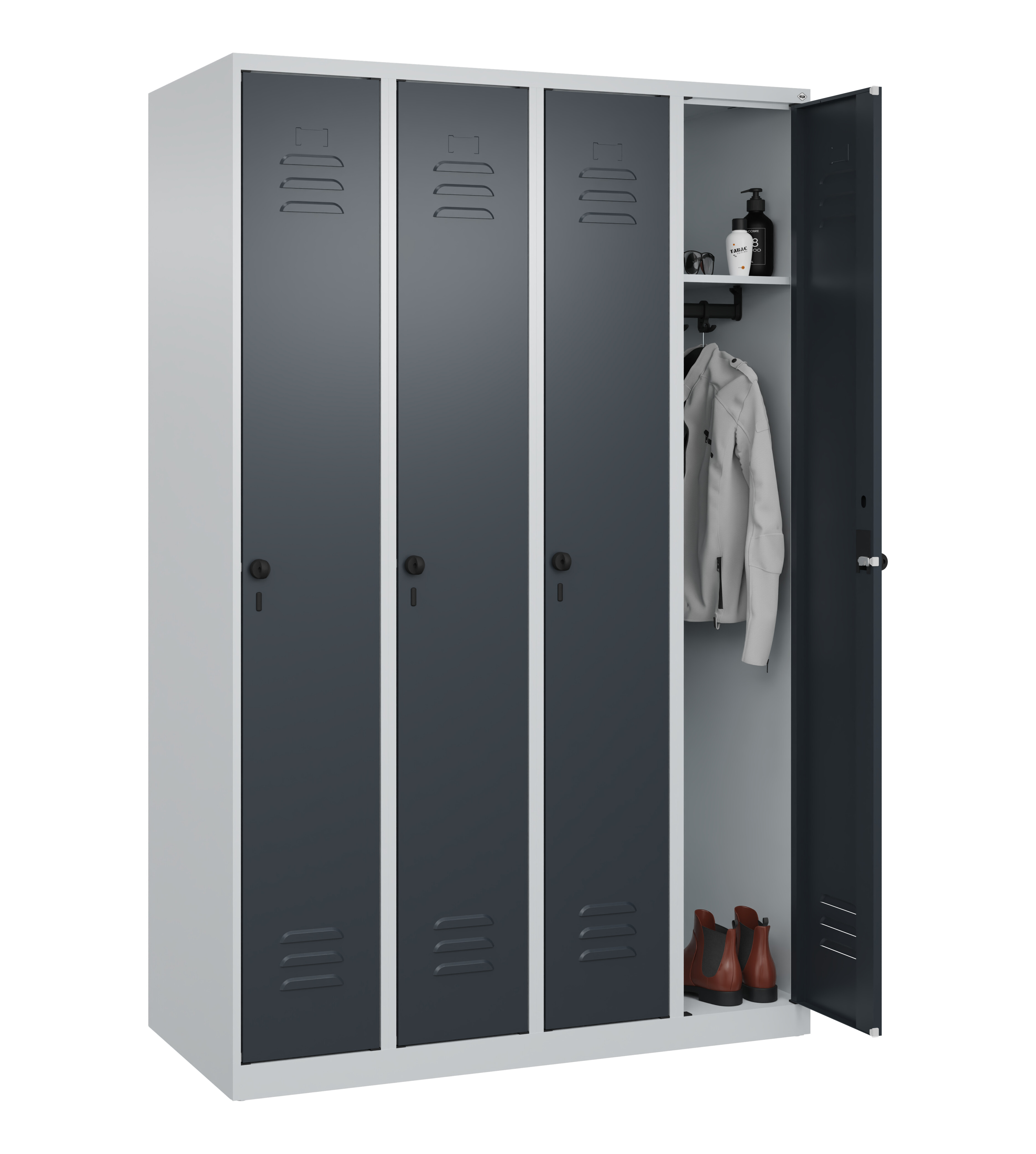 Spind Classic Plus, 4 Abteile, 1850x1200x500mm Spind Classic Plus, 4 Abteile, 1850x1200x500mm