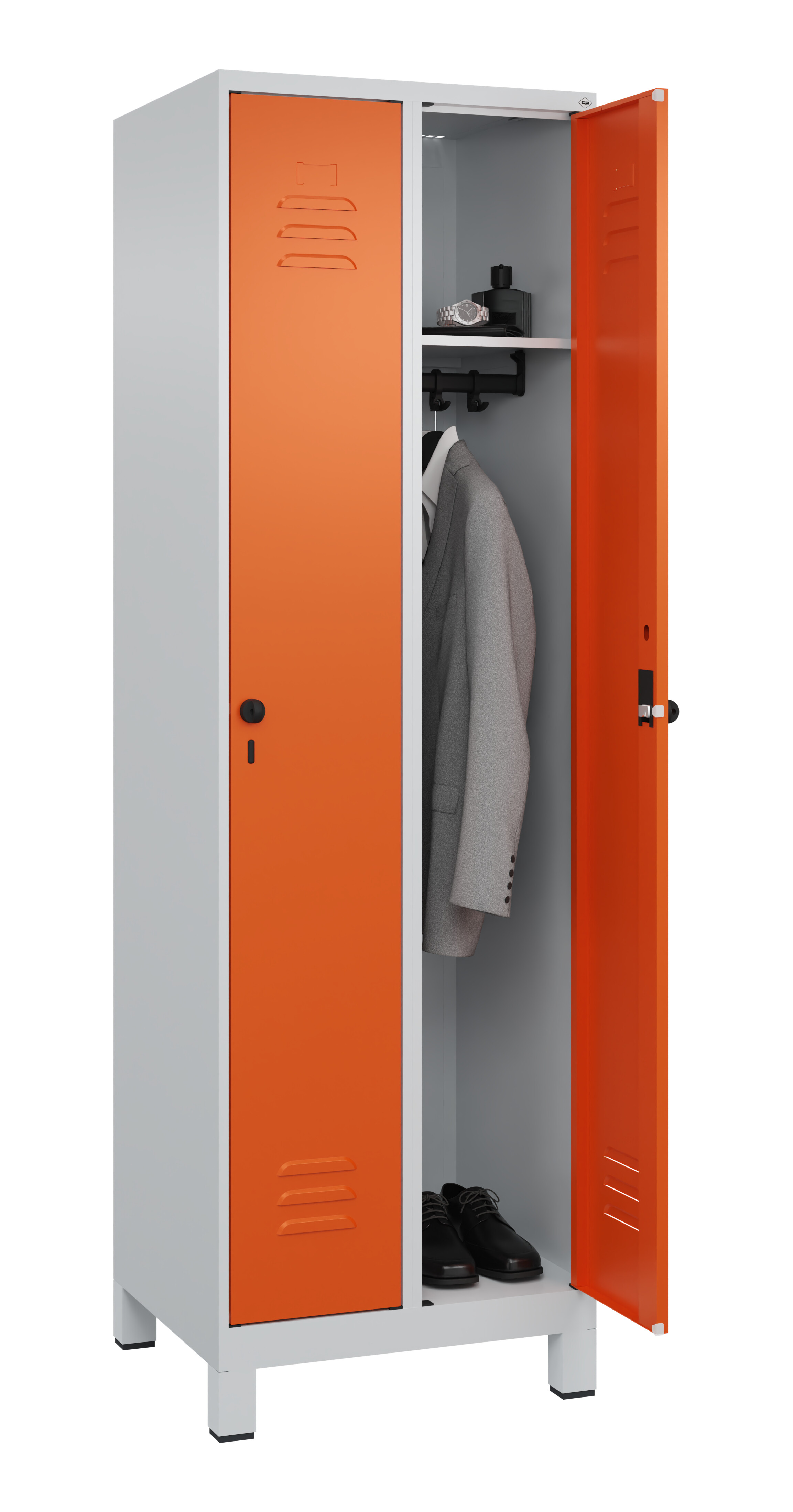 Spind Classic Plus, Füße, 2 Abteile, 1950x600x500mm Spind Classic Plus, Füße, 2 Abteile, 1950x600x500mm