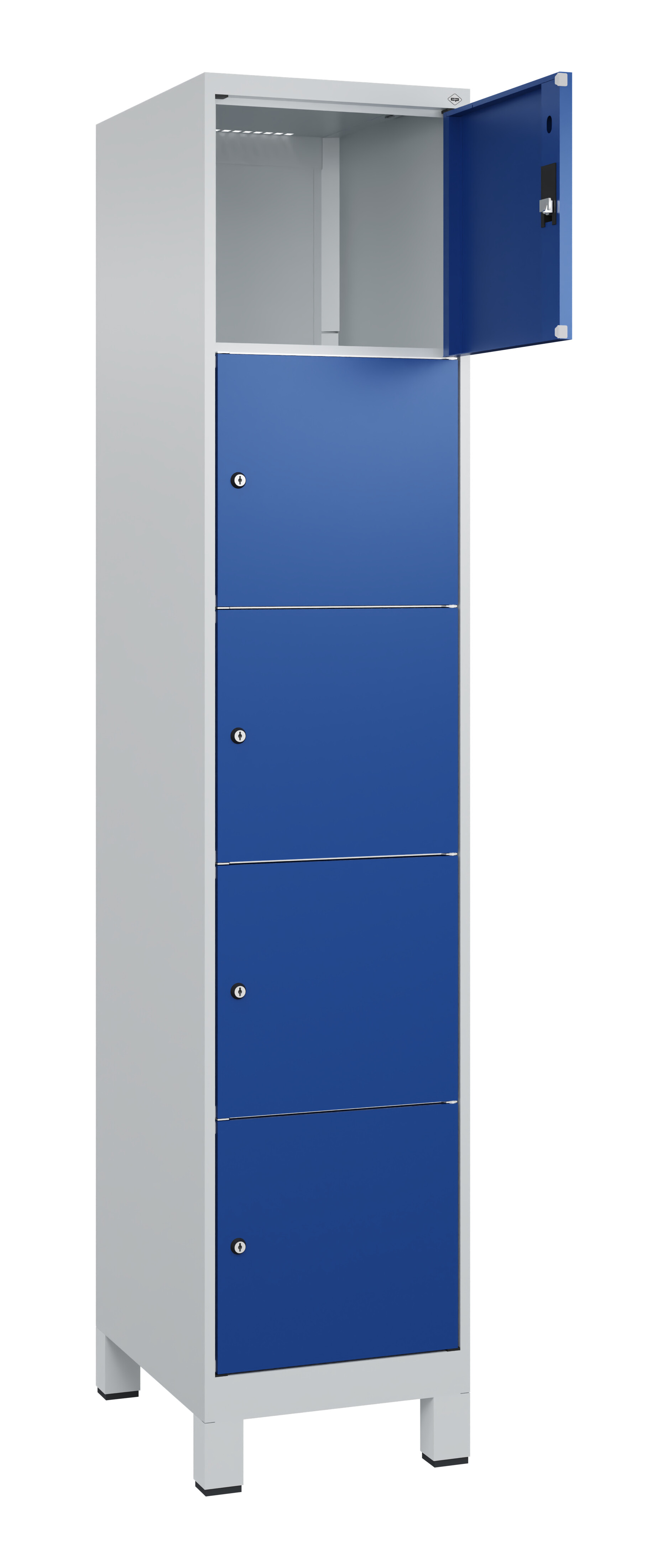 Schließfachschrank Classic Plus, Füße, 5 Fächer, 1950x400x500mm Schließfachschrank Classic Plus, Füße, 5 Fächer, 1950x400x500mm