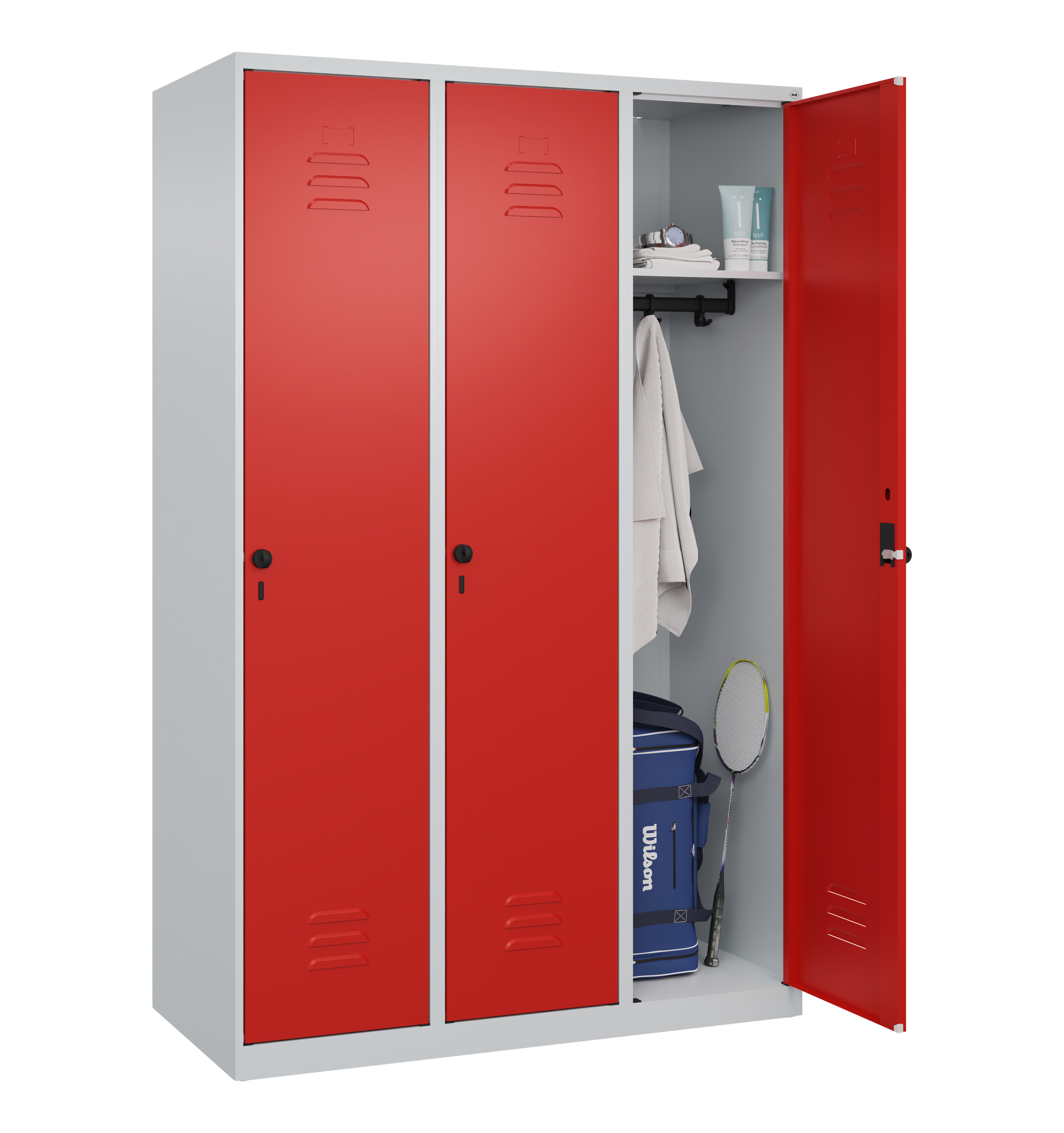 Spind Classic Plus, 3 Abteile, 1850x1200x500mm Spind Classic Plus, 3 Abteile, 1850x1200x500mm