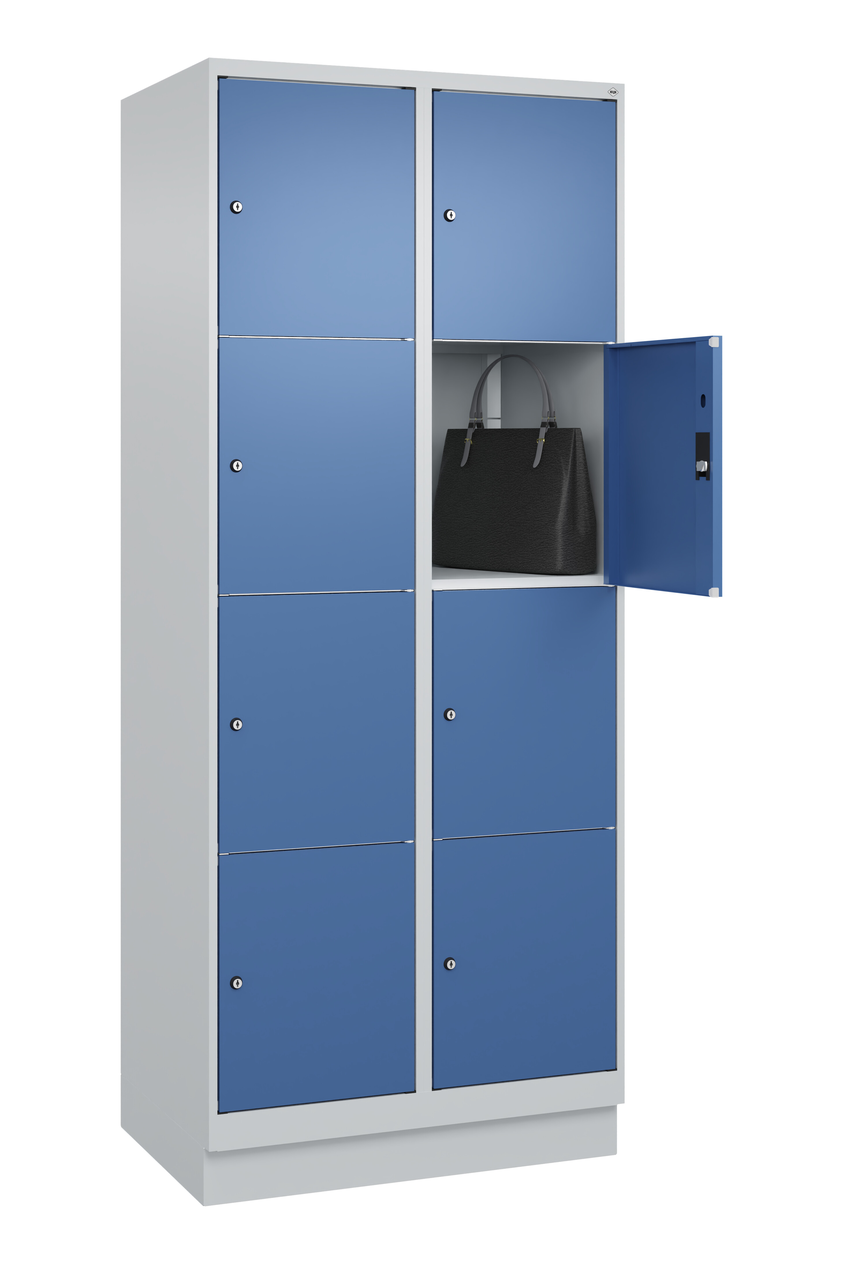 Schließfachschrank Classic Plus, Sockel, 8 Fächer, 2120x800x500mm Schließfachschrank Classic Plus, Sockel, 8 Fächer, 2120x800x500mm