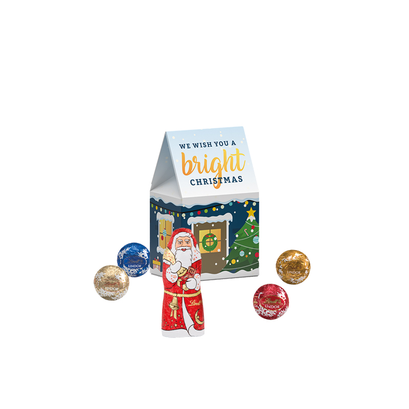Standbodenbox Lindt Minikugeln und Weihnachtsmann Standbodenbox Lindt Minikugeln und Weihnachtsmann