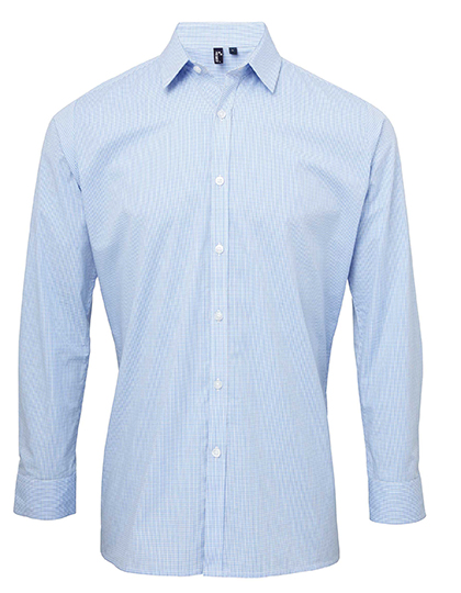 Premier Workwear Men´s Microcheck (Gingham) Long Sleeve Cotton Shirt