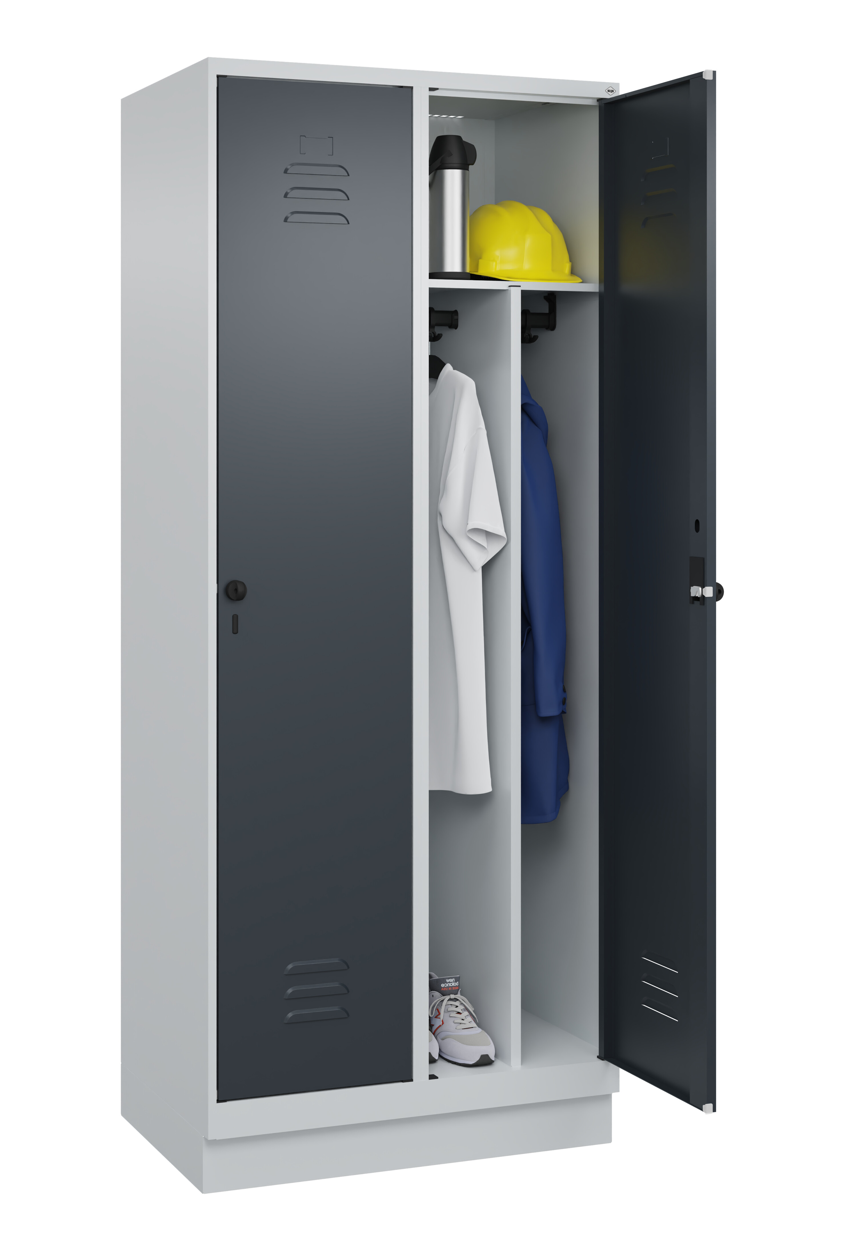 Spind Classic Plus, Sockel, 2 Abteile, 1950x800x500mm