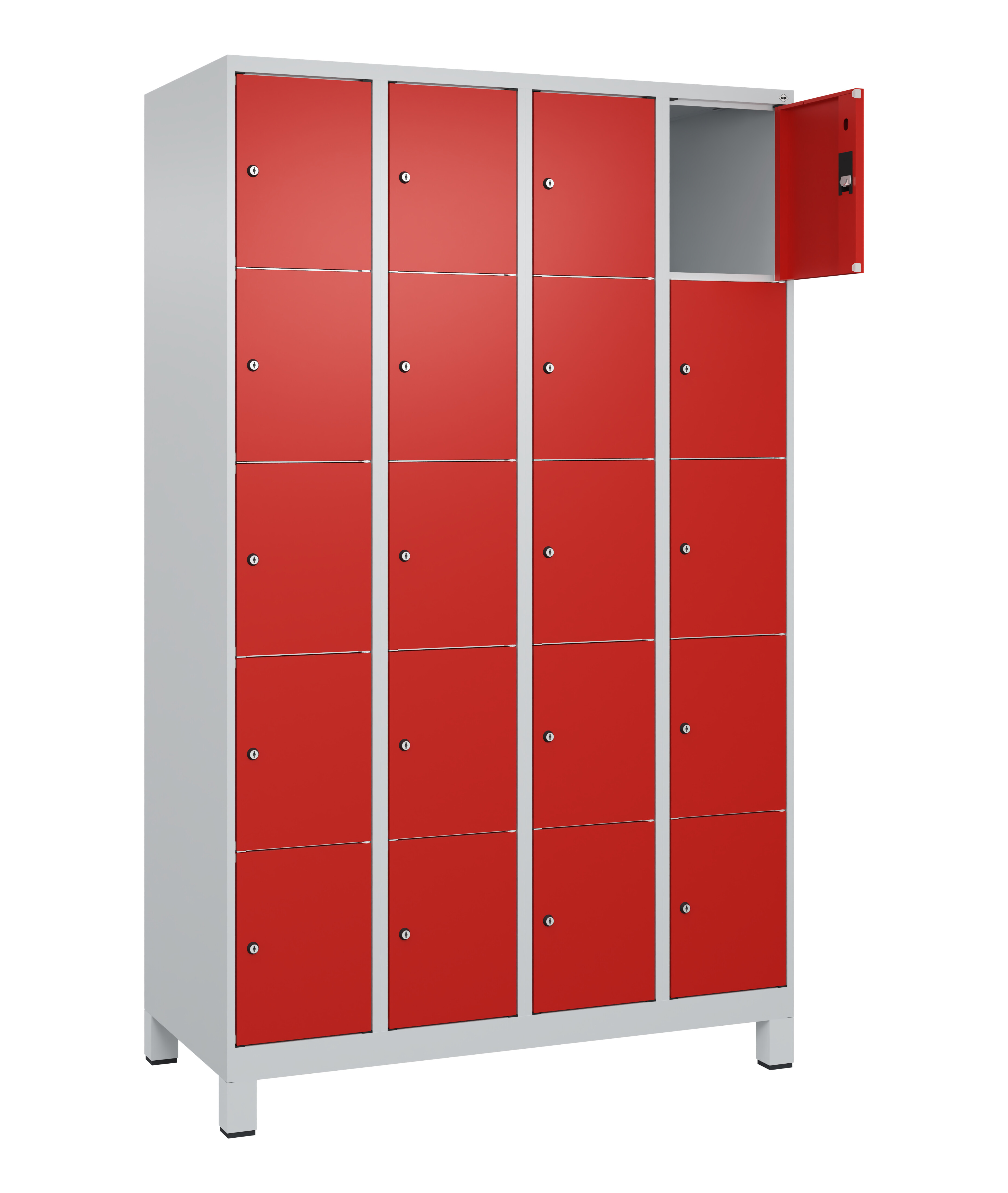 Schließfachschrank Classic Plus, Füße, 20 Fächer, 1950x1200x500mm