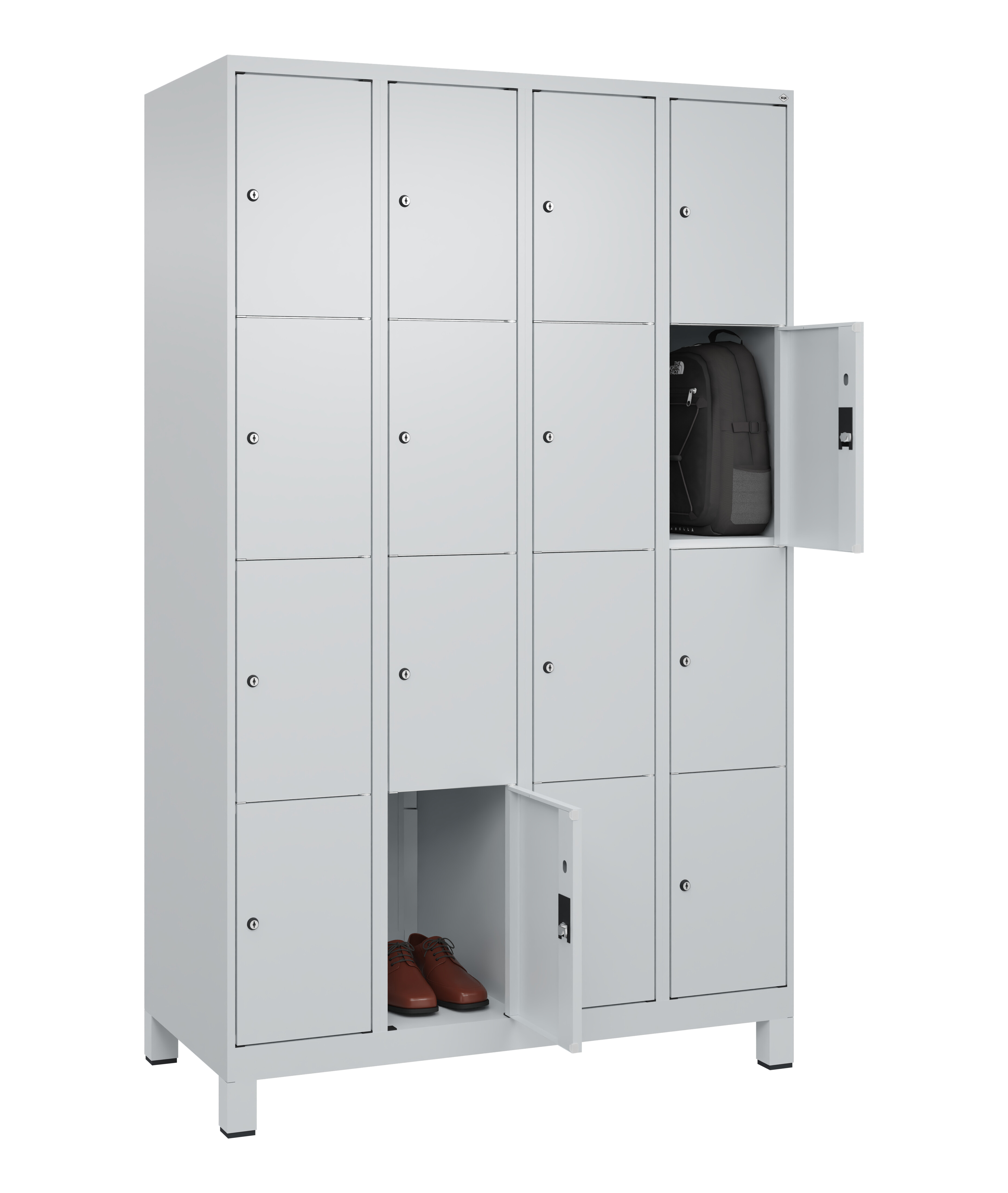 Schließfachschrank Classic Plus, Füße, 16 Fächer, 1950x1200x500mm Schließfachschrank Classic Plus, Füße, 16 Fächer, 1950x1200x500mm