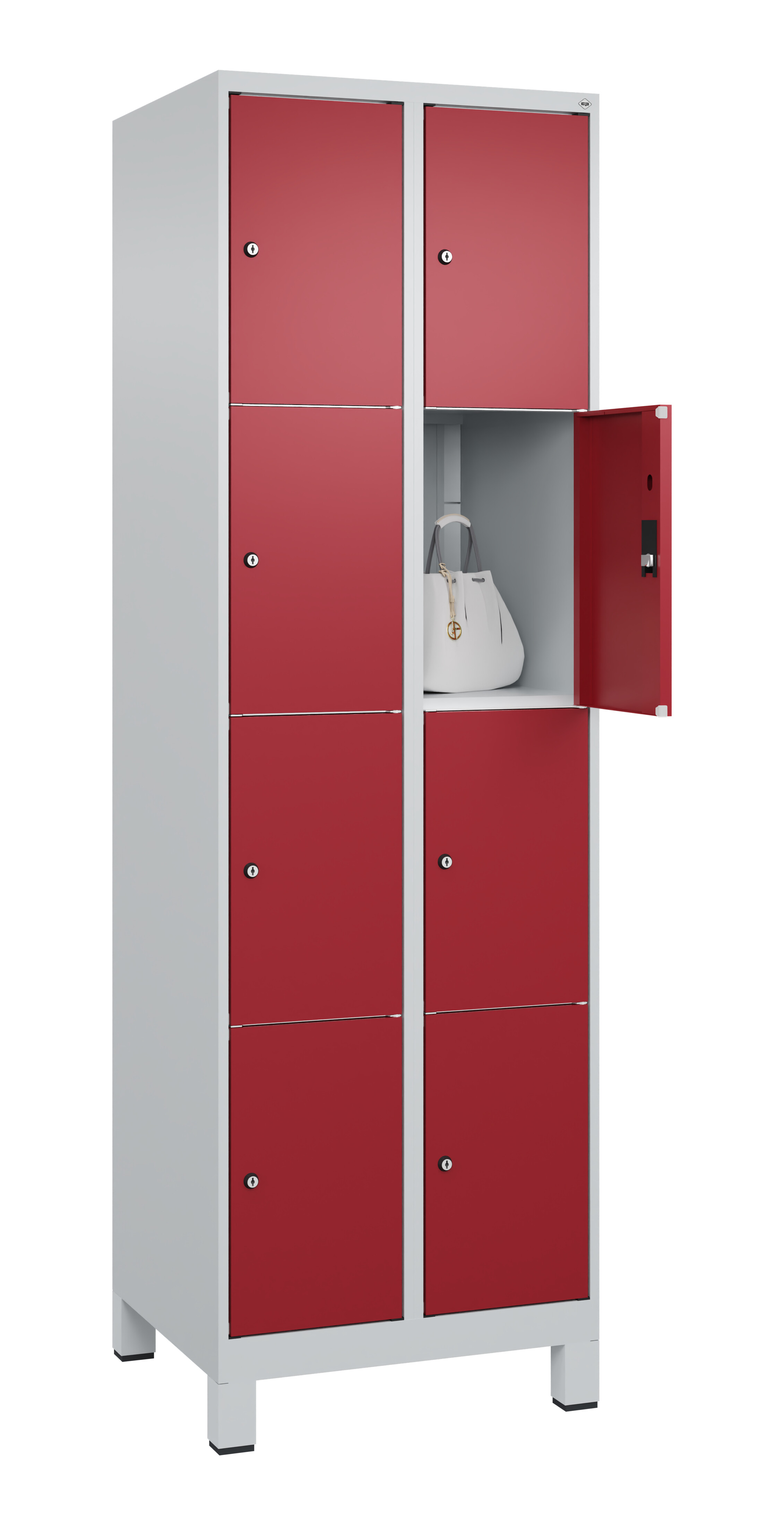 Schließfachschrank Classic Plus, Füße, 8 Fächer, 1950x600x500mm
