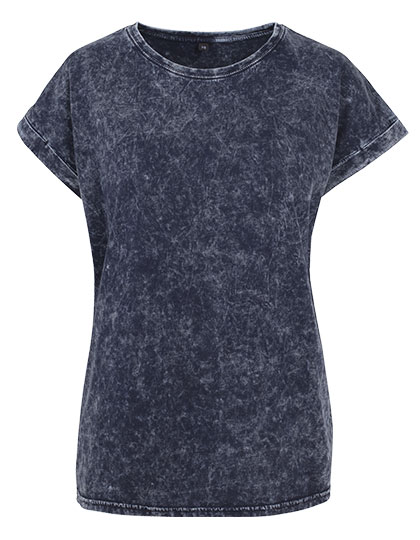 Build Your Brand Ladies´ Acid Washed Extended Shoulder Tee