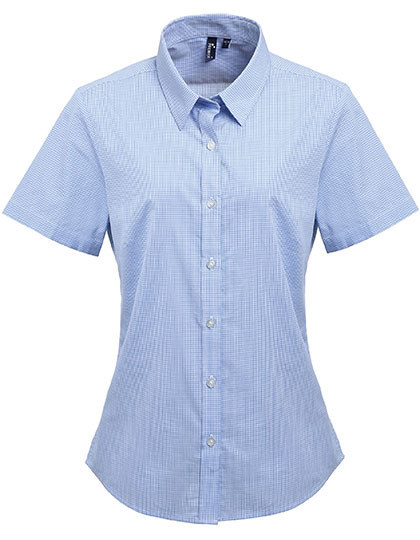 Premier Workwear Women´s Microcheck (Gingham) Short Sleeve Cotton Shirt Premier Workwear Women´s Microcheck (Gingham) Short Sleeve Cotton Shirt